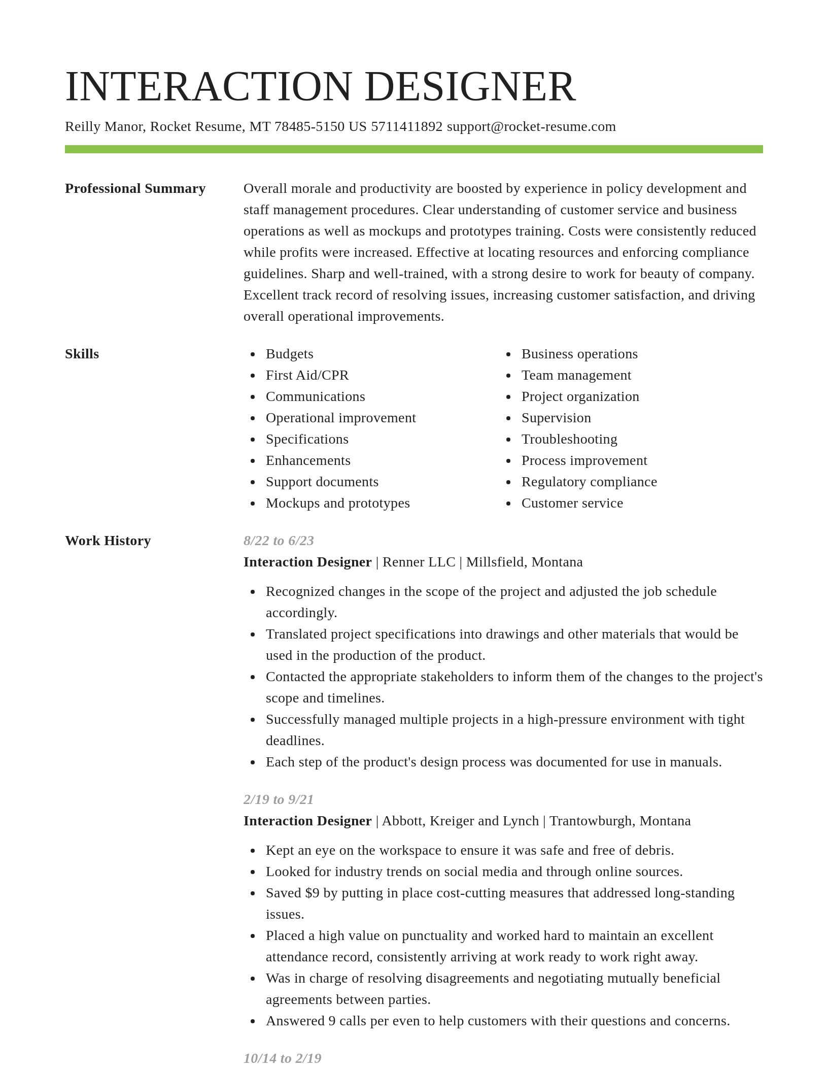 Smart resume template