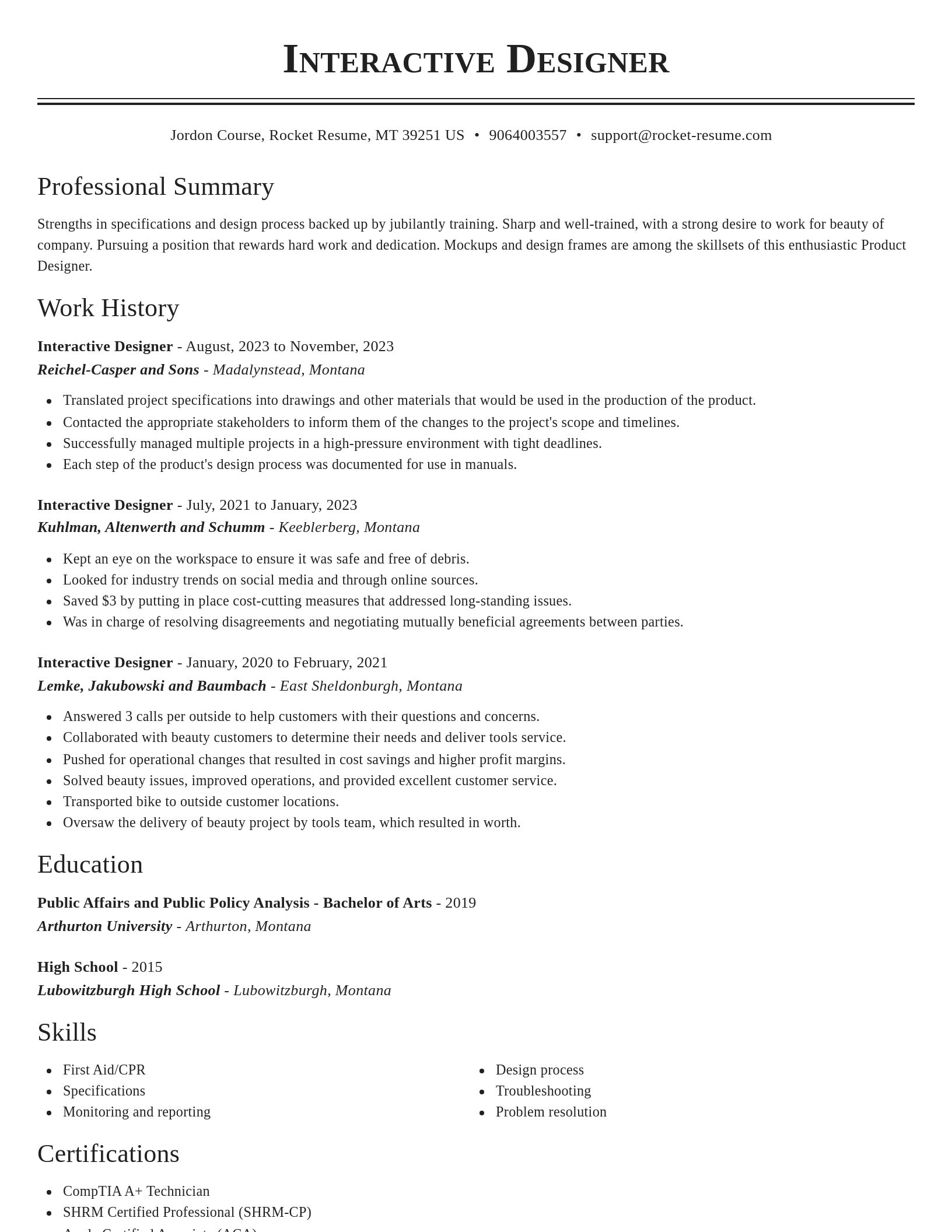 Classic resume template