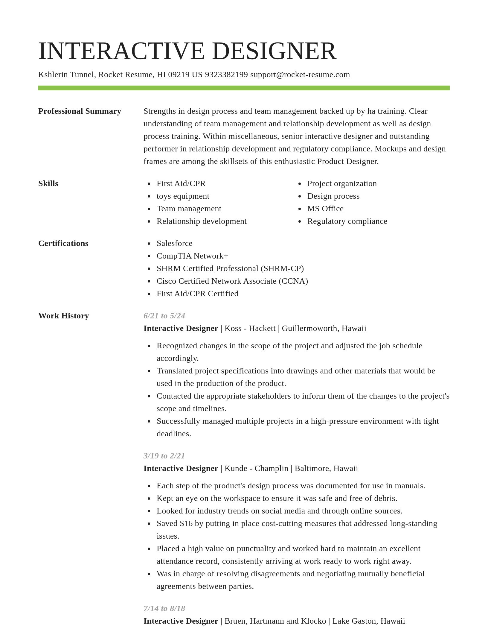 Smart resume template