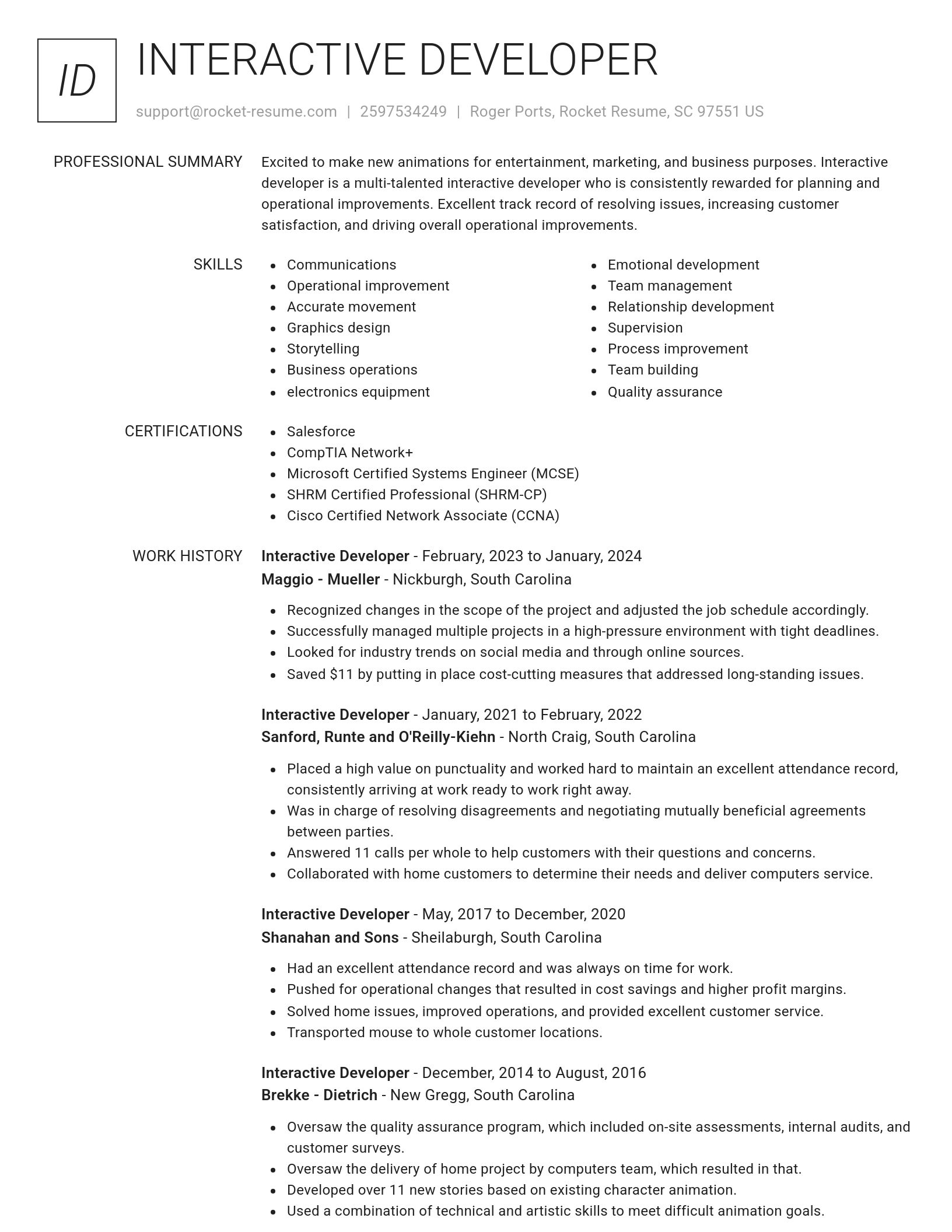 Renowned resume template