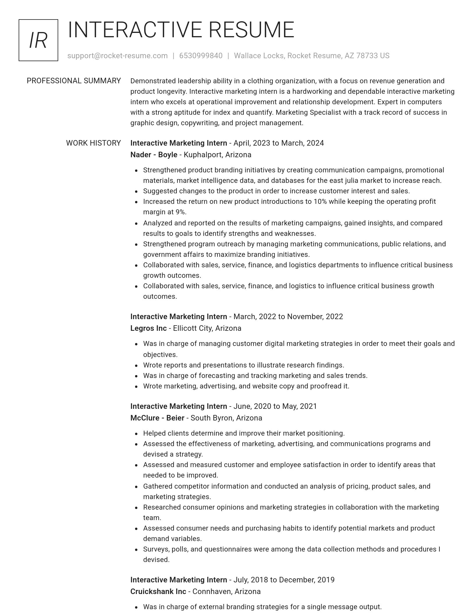 Renowned resume template