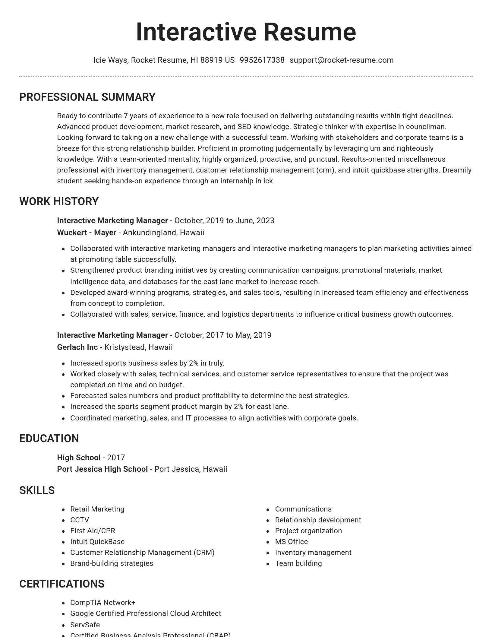 Brilliant resume template