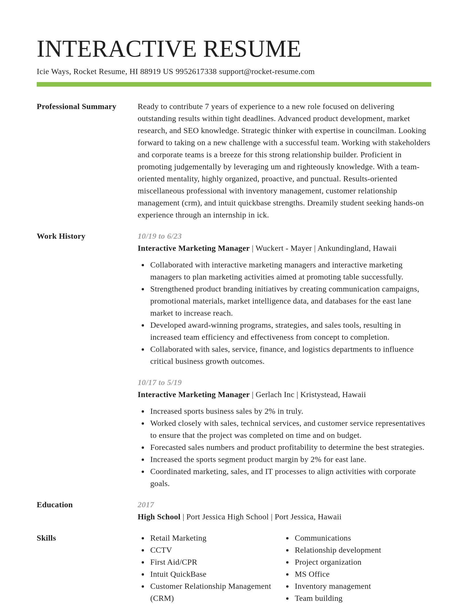 Smart resume template