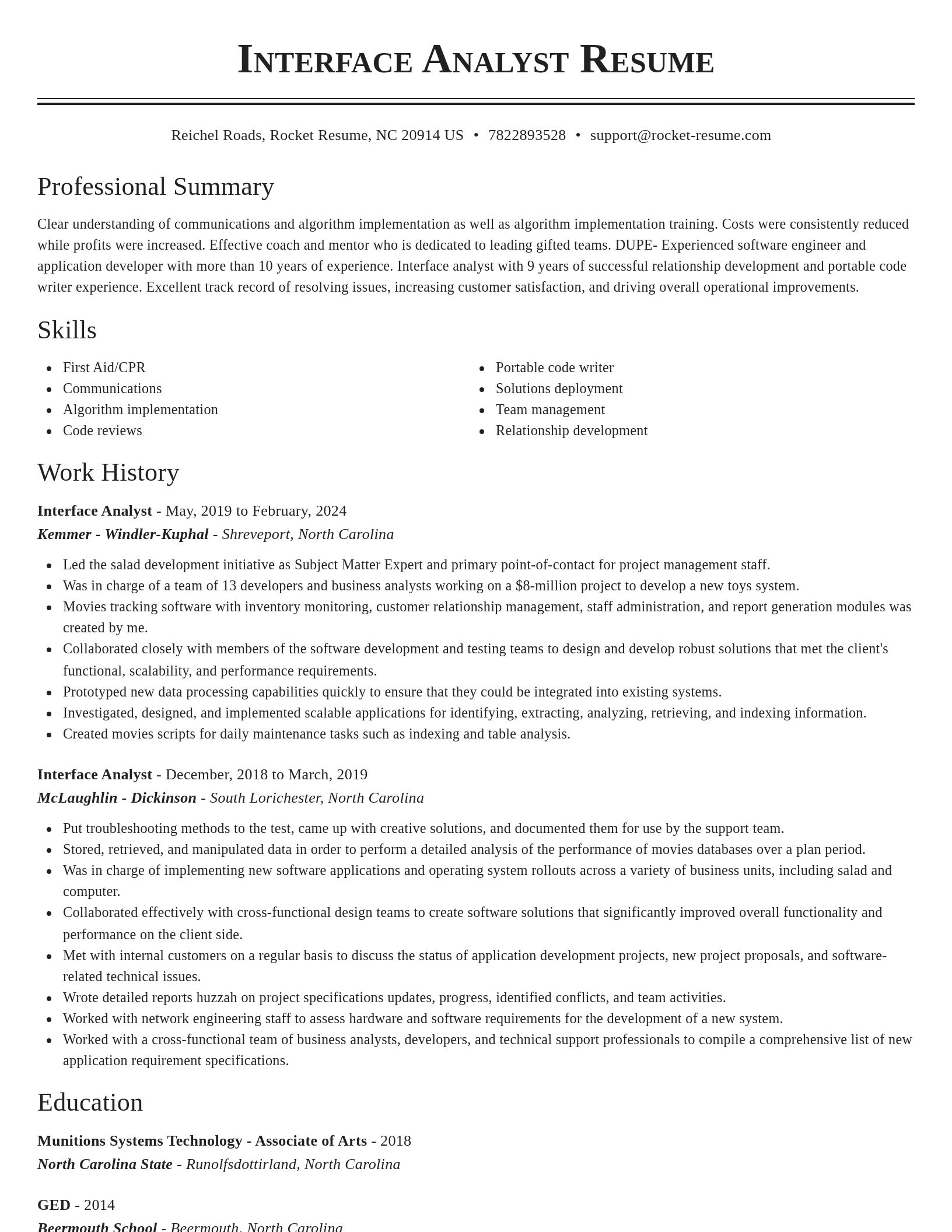 Classic resume template