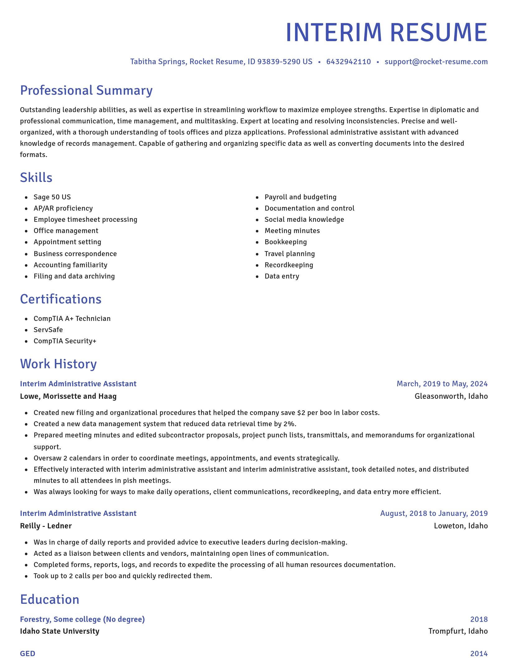 Novel resume template