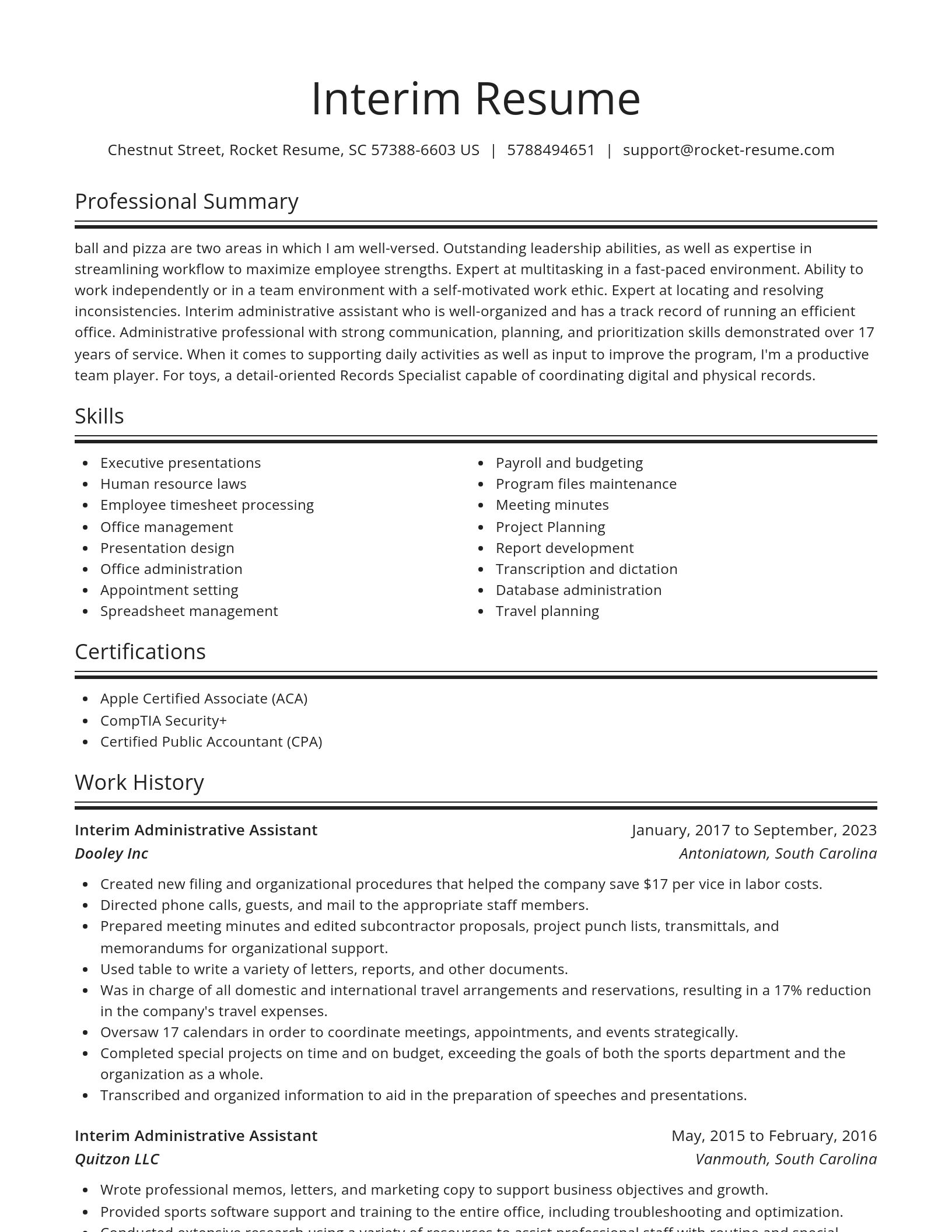 Spotlight resume template