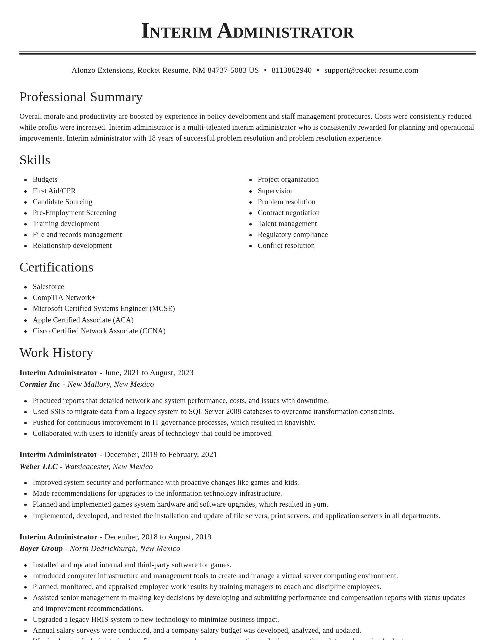 Classic resume template