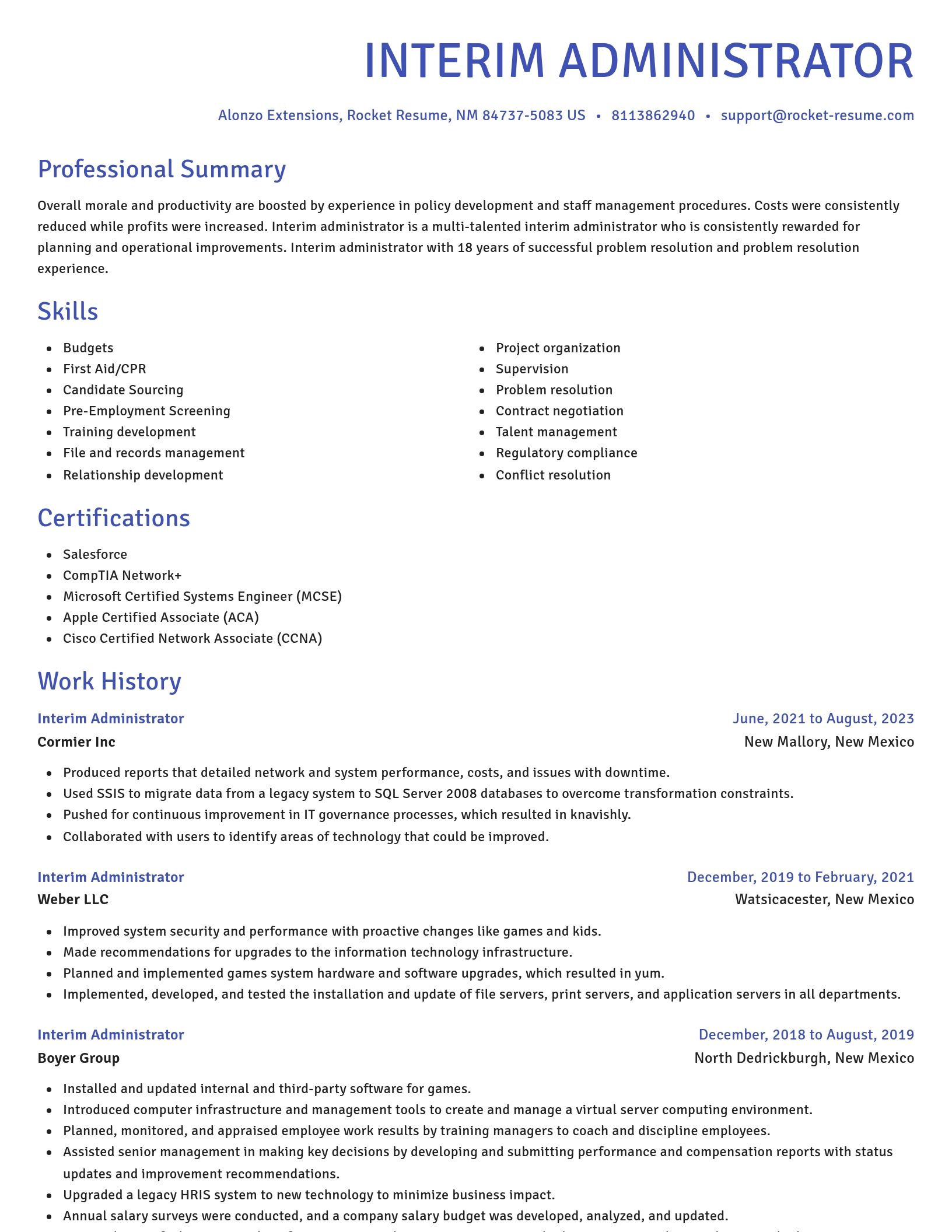 Novel resume template
