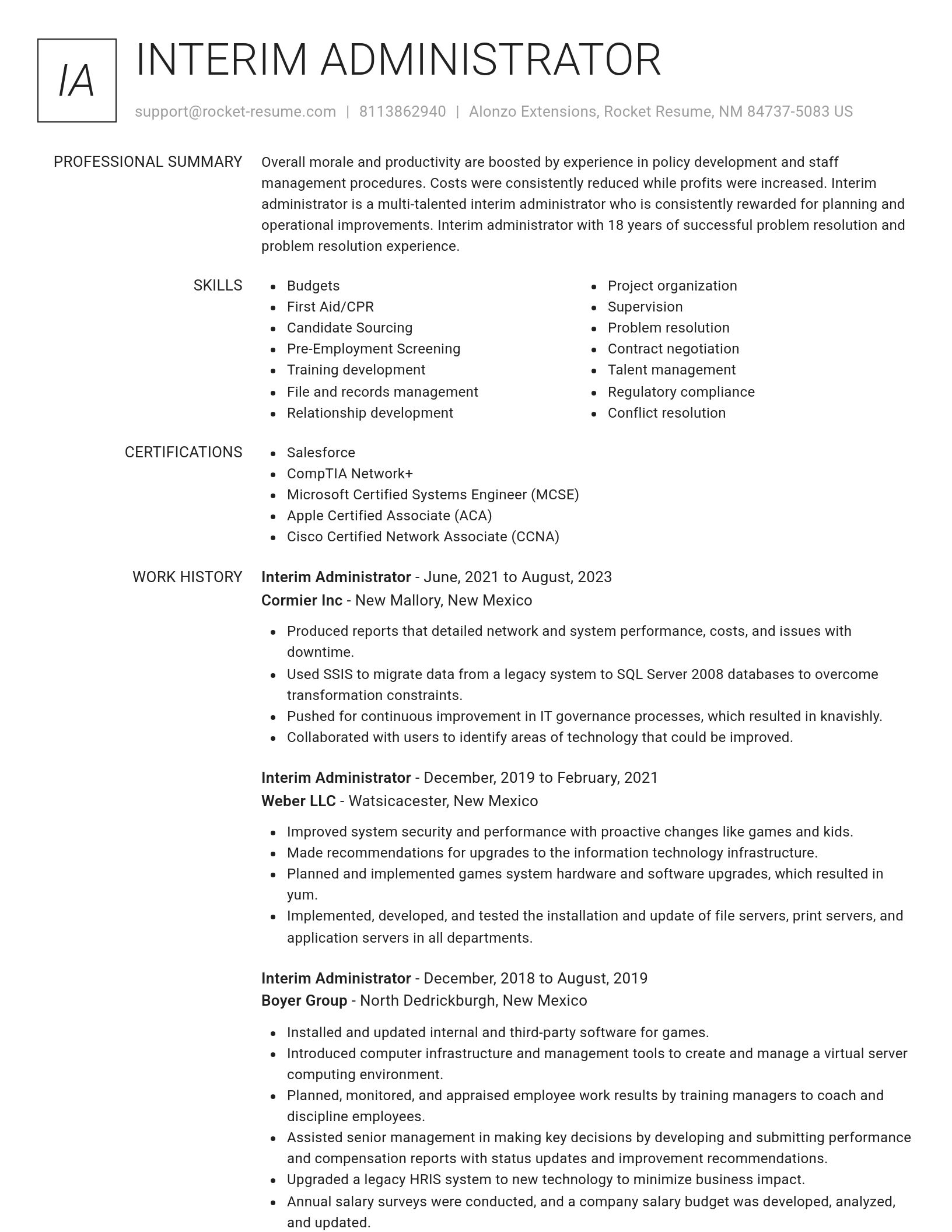 Renowned resume template