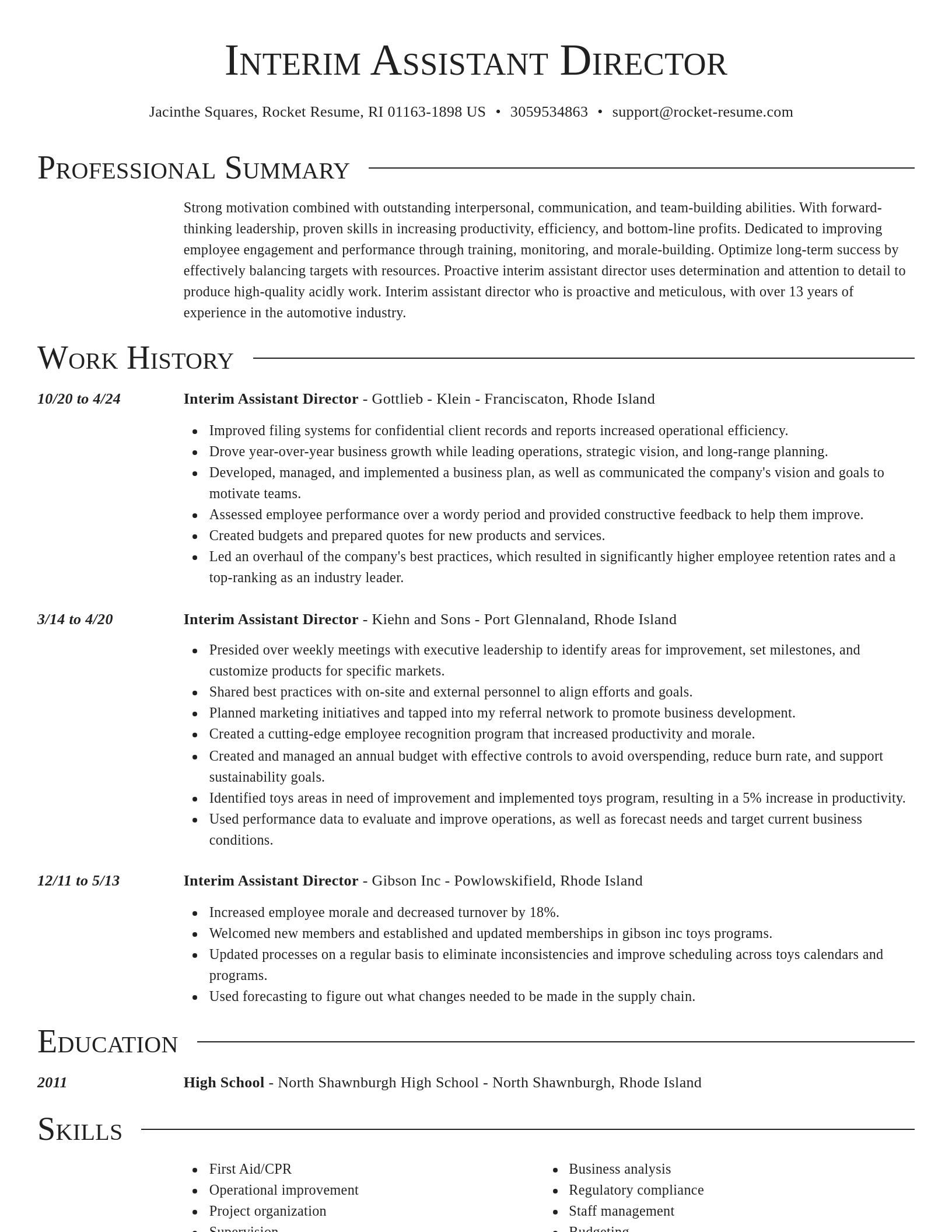 Director resume template