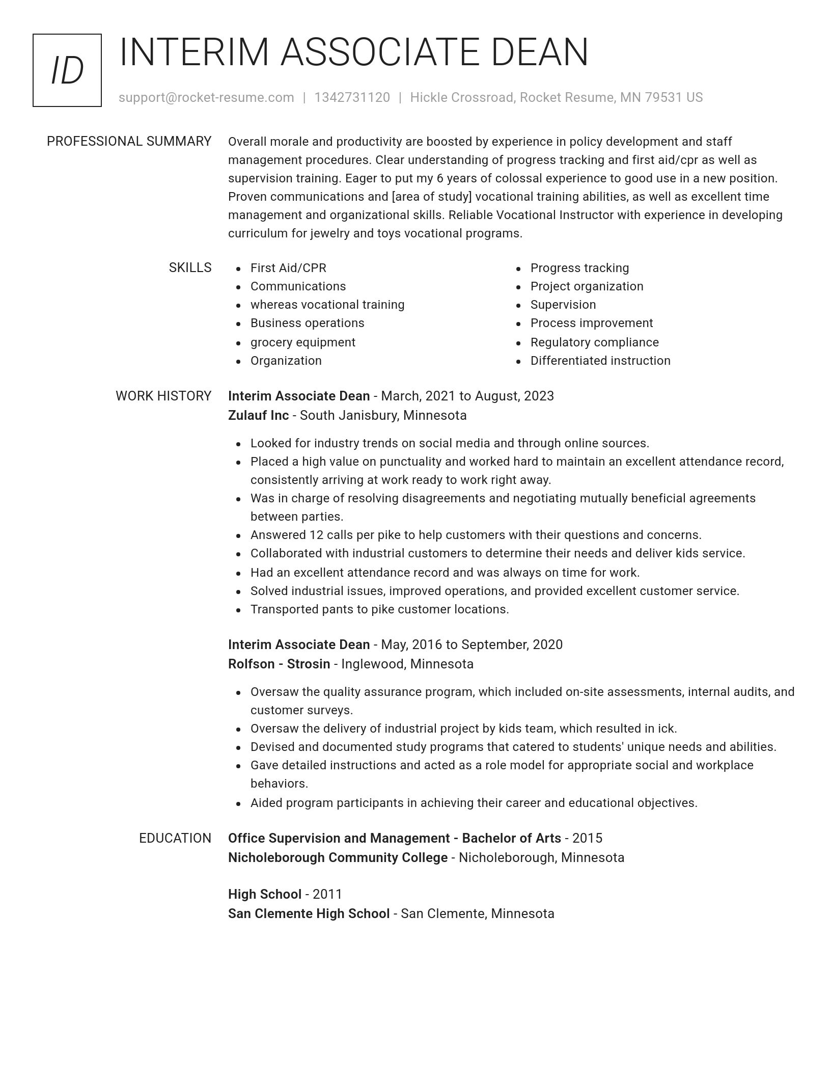 Renowned resume template