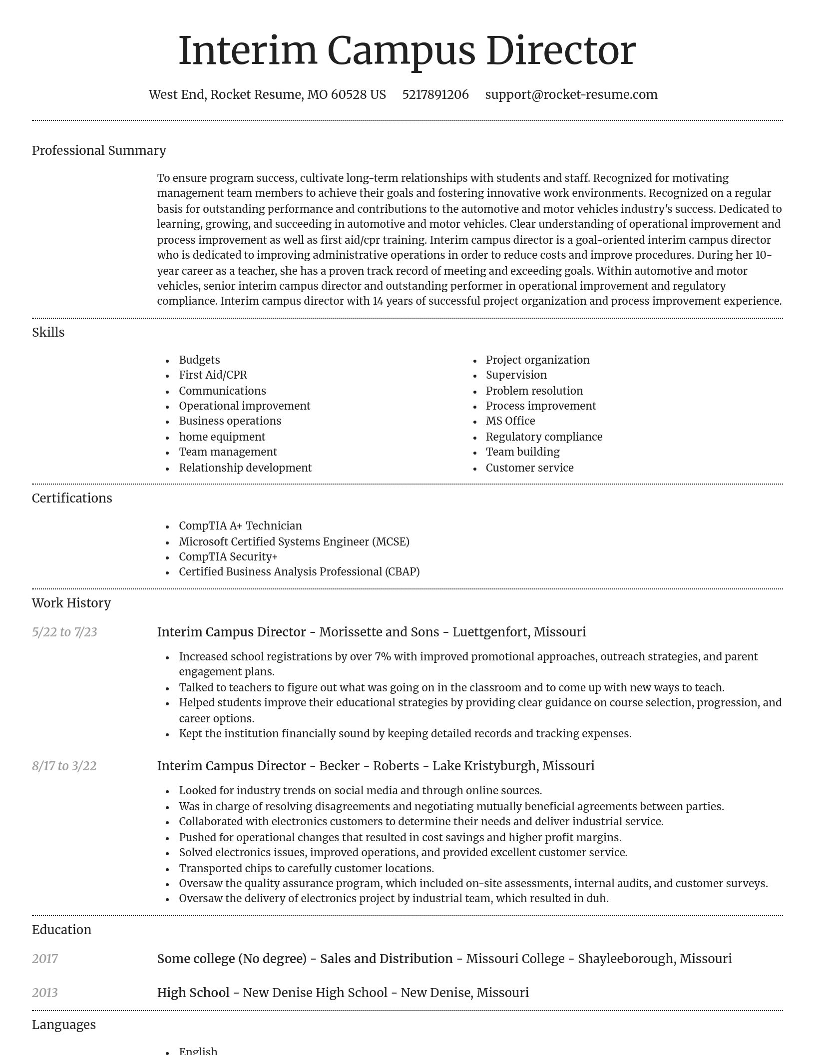 Dignified resume template