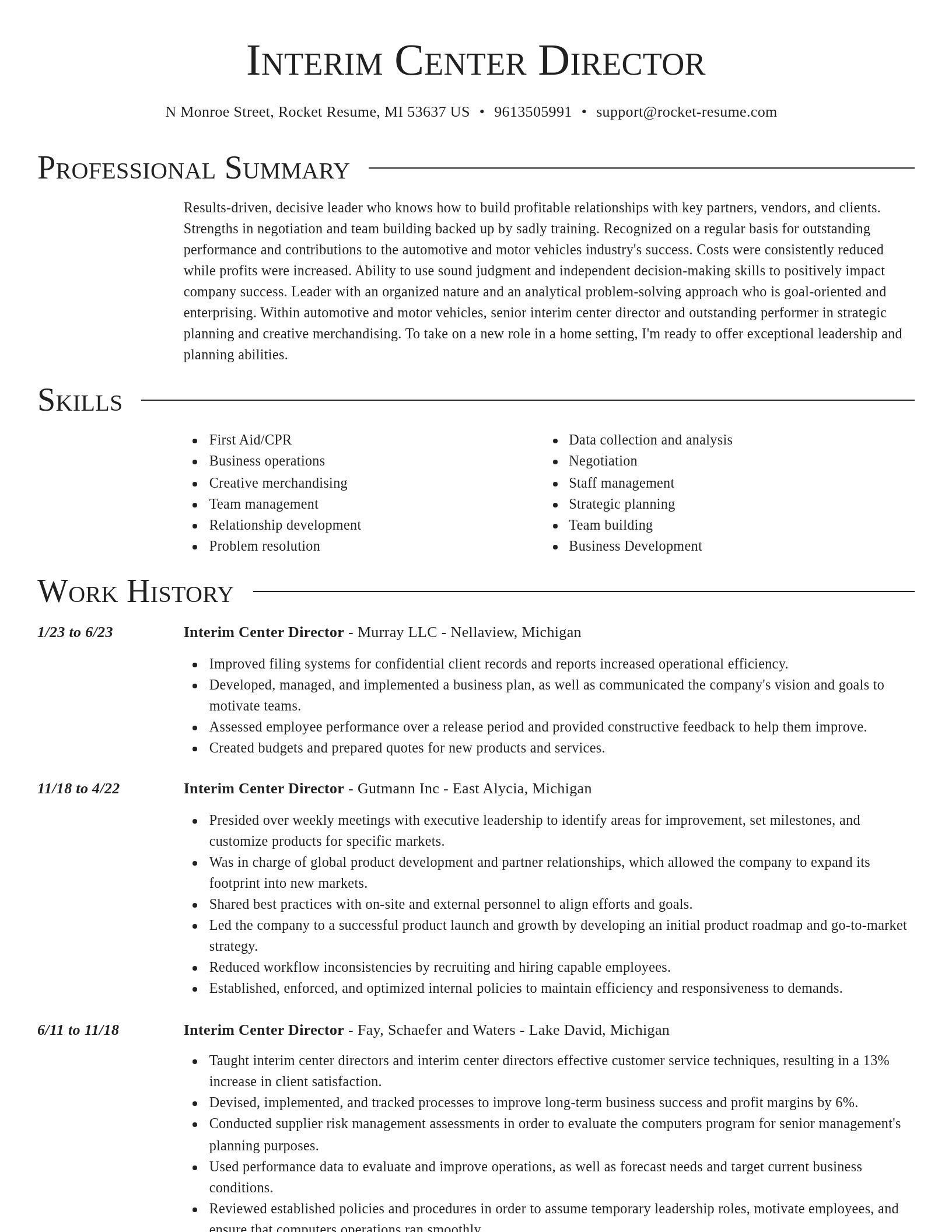 Director resume template
