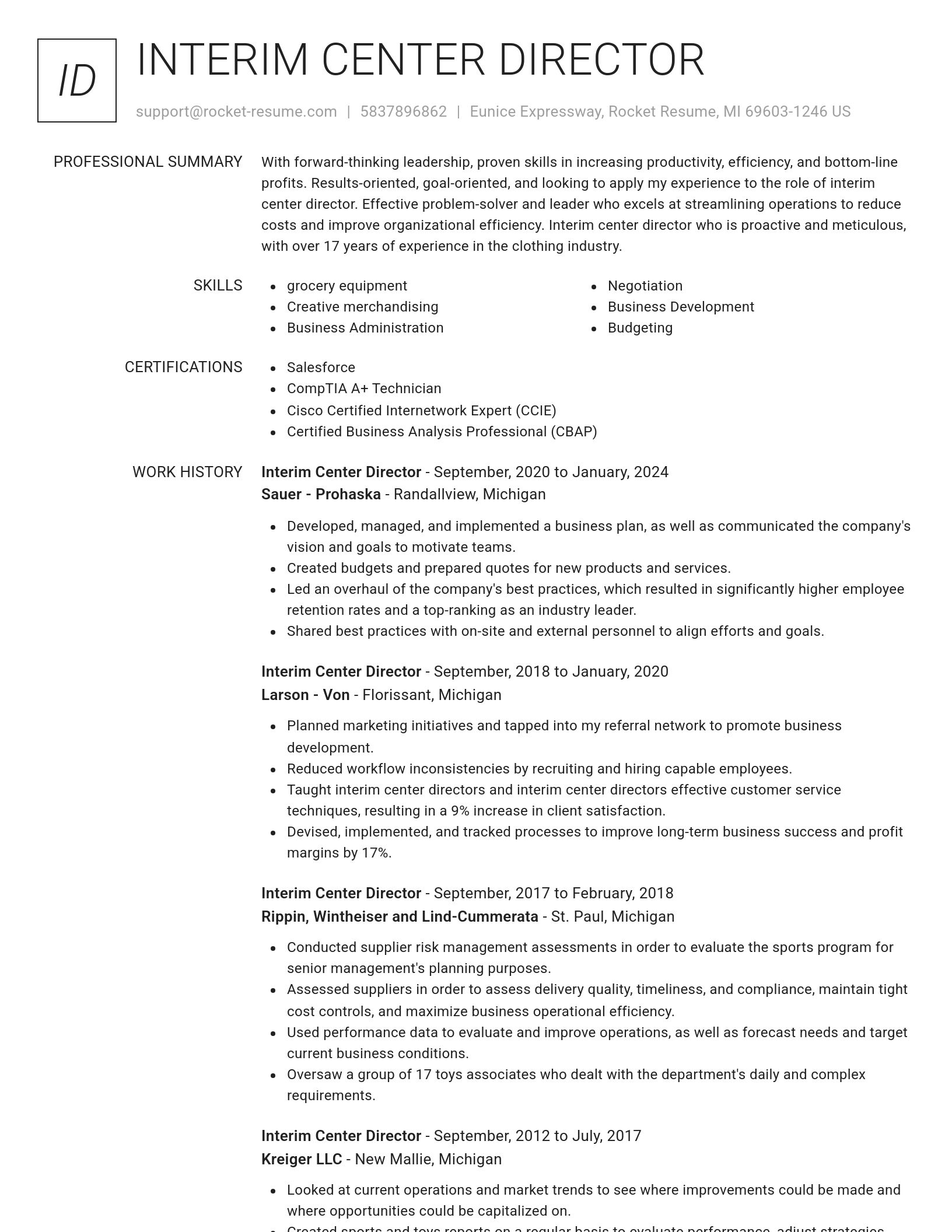 Renowned resume template
