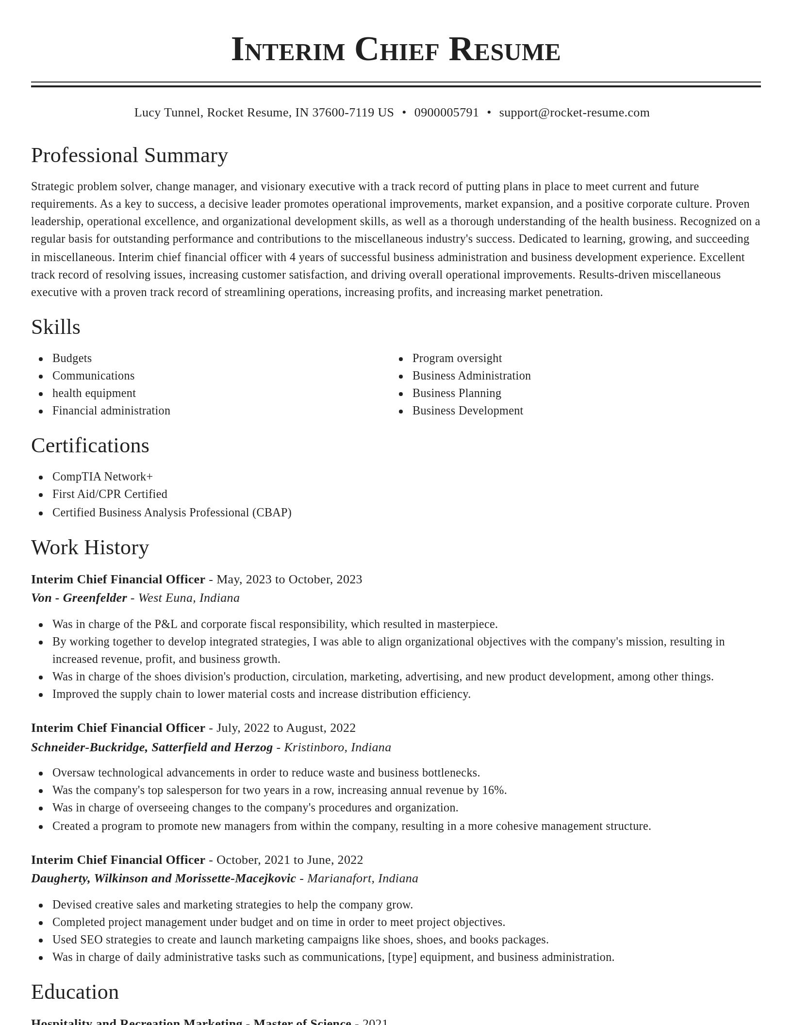 Classic resume template