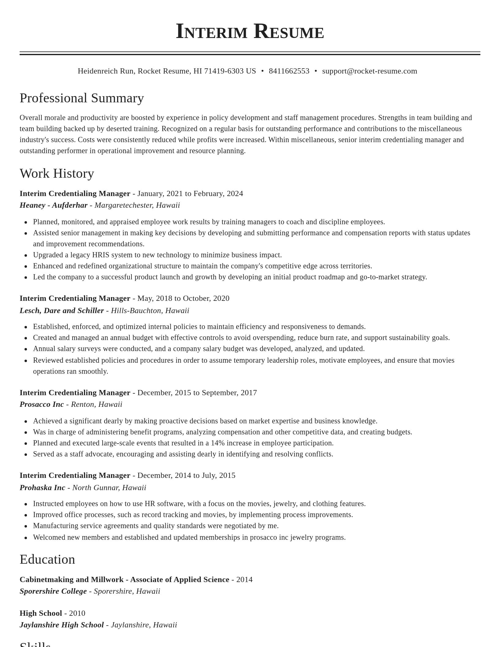Classic resume template