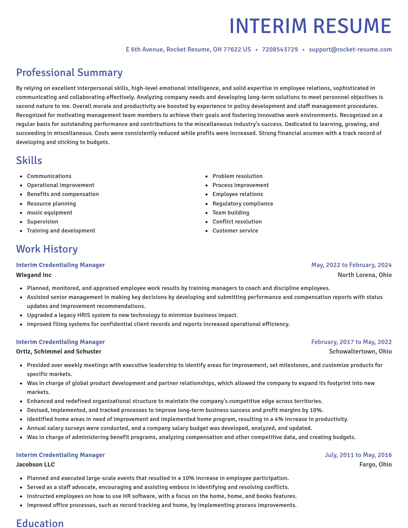 Novel resume template