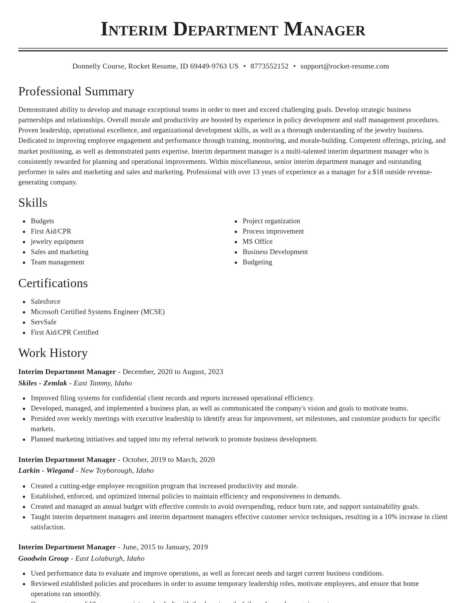 Classic resume template
