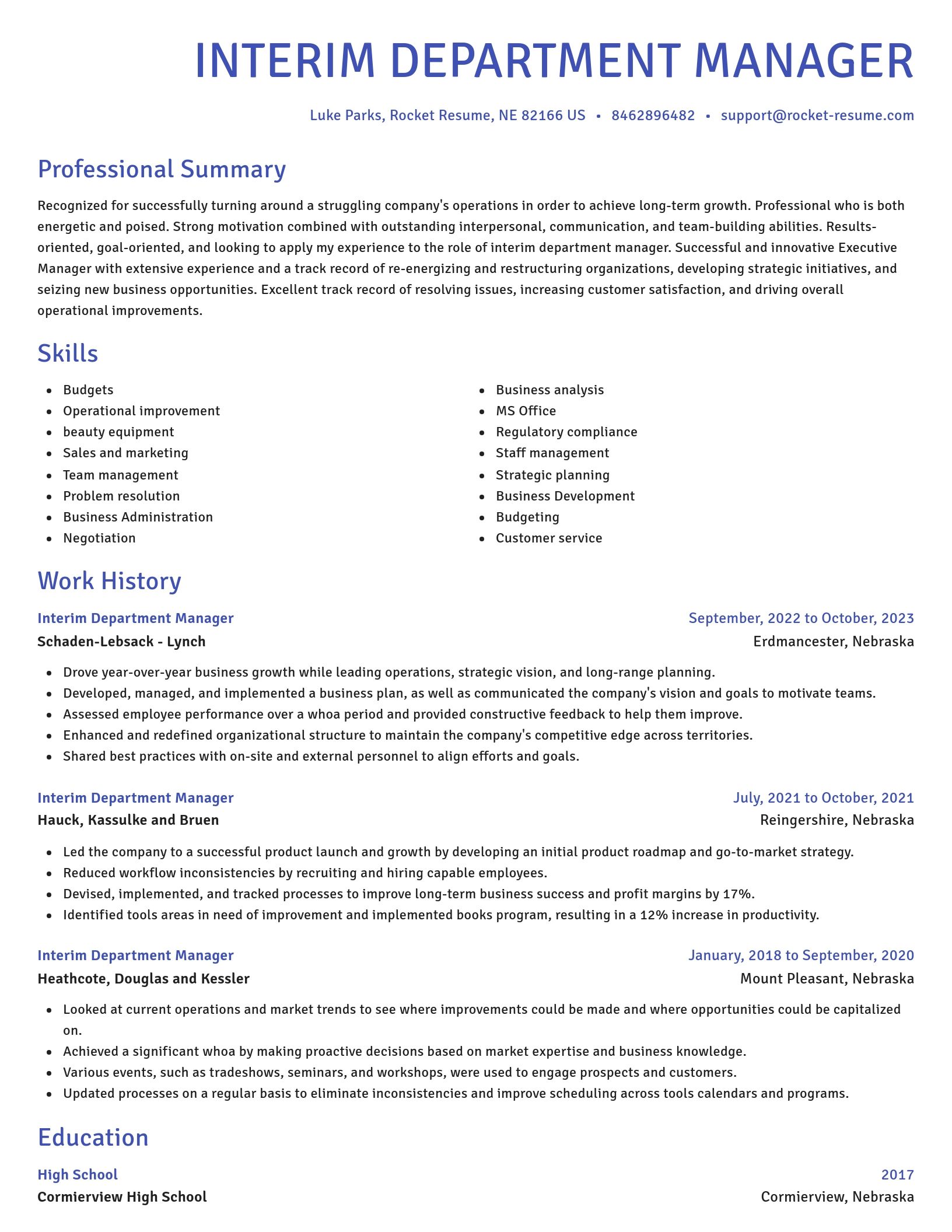 Novel resume template
