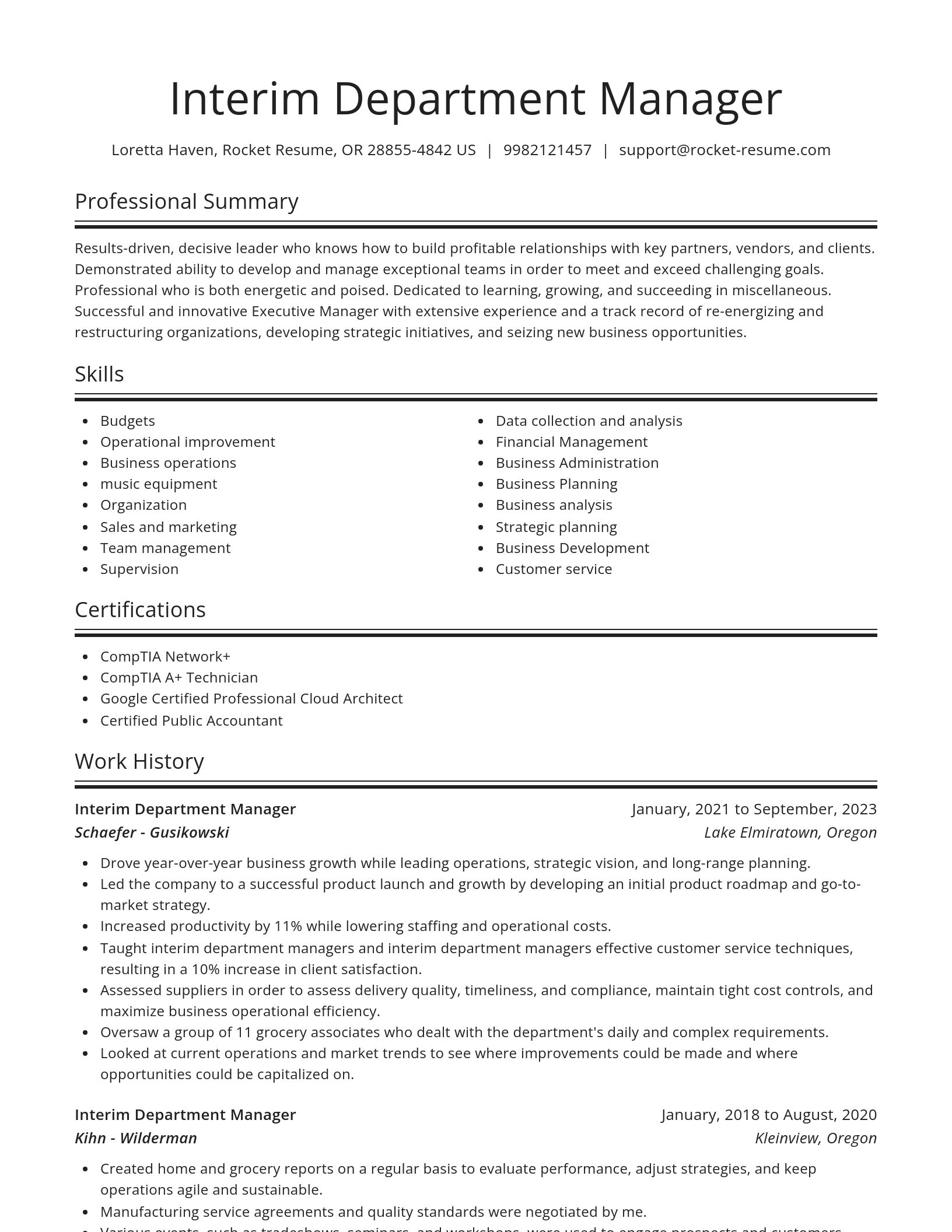 Spotlight resume template