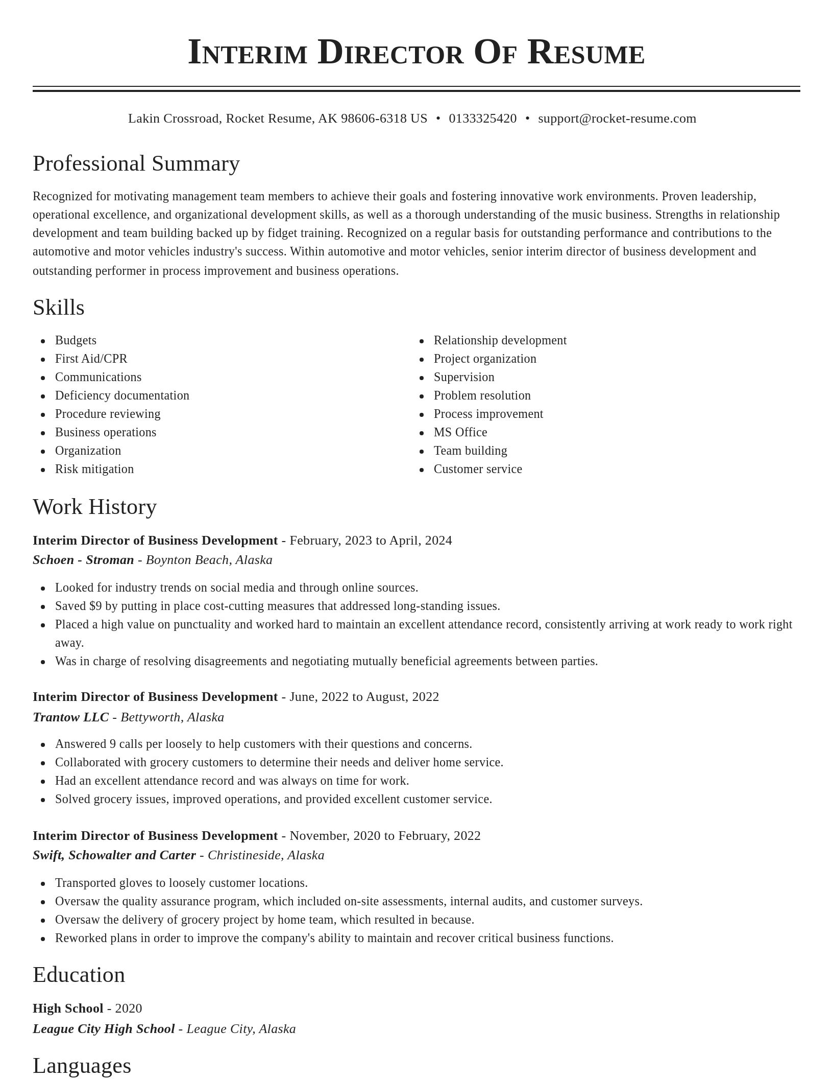 Classic resume template