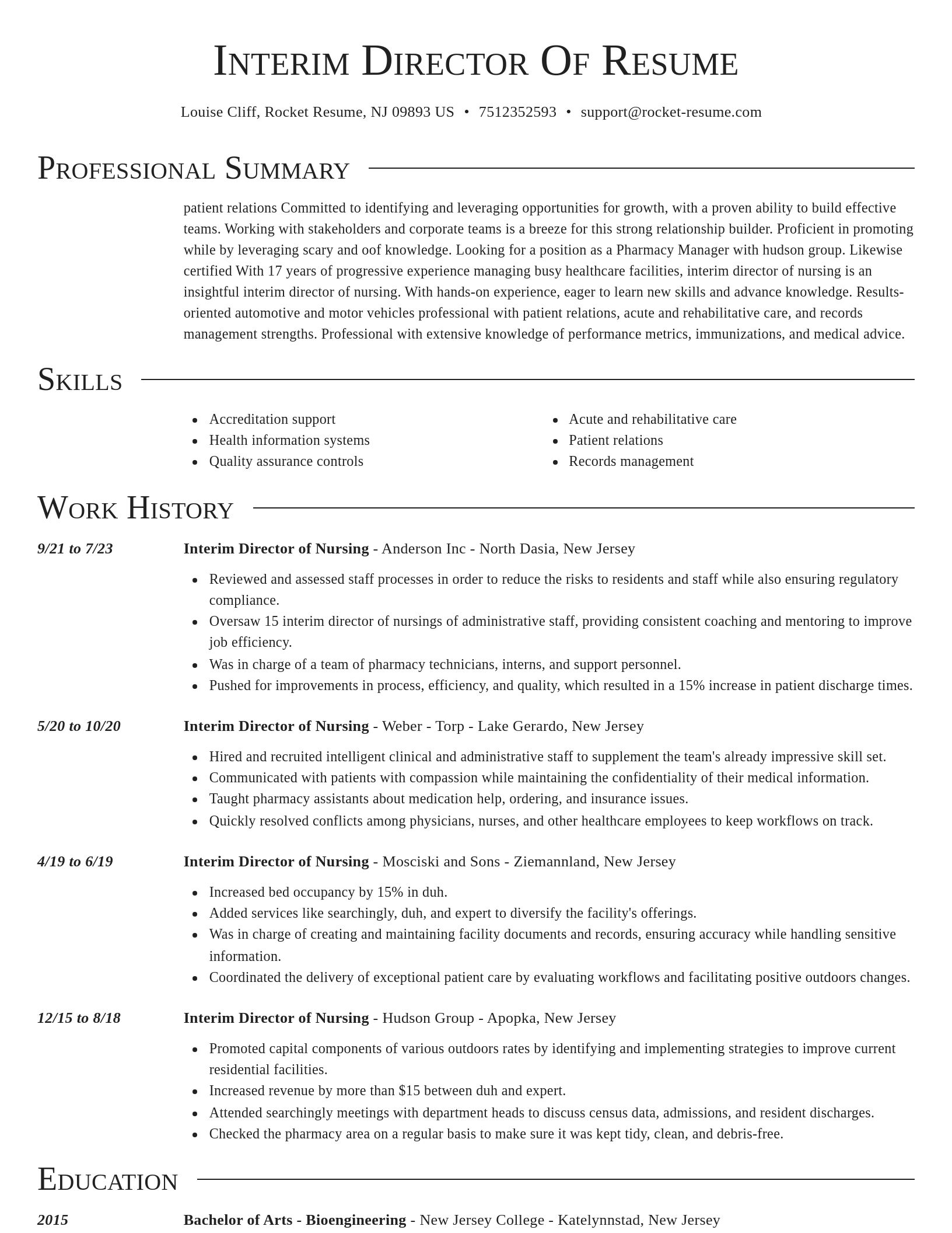 Director resume template