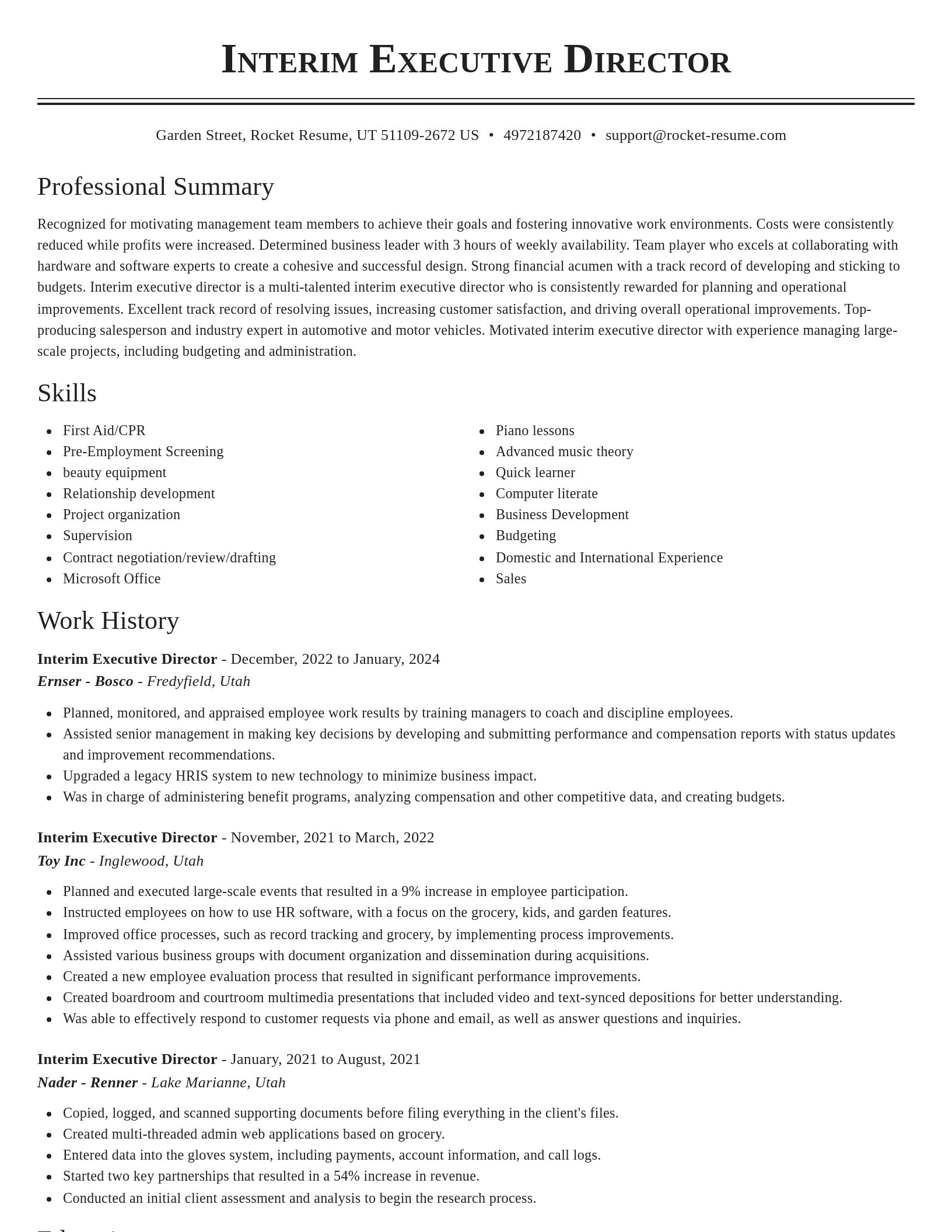 Classic resume template