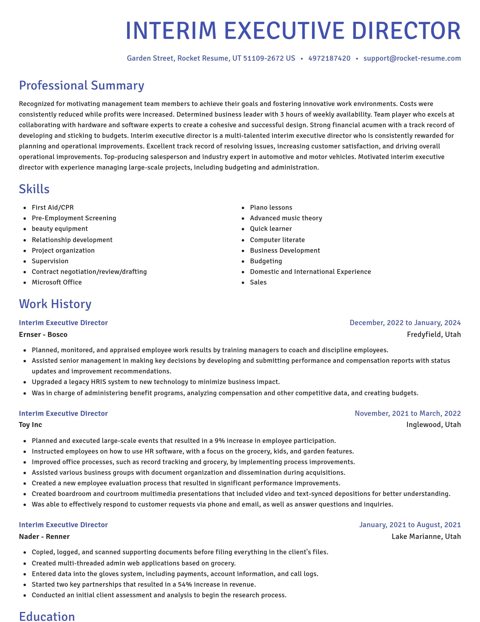 Novel resume template