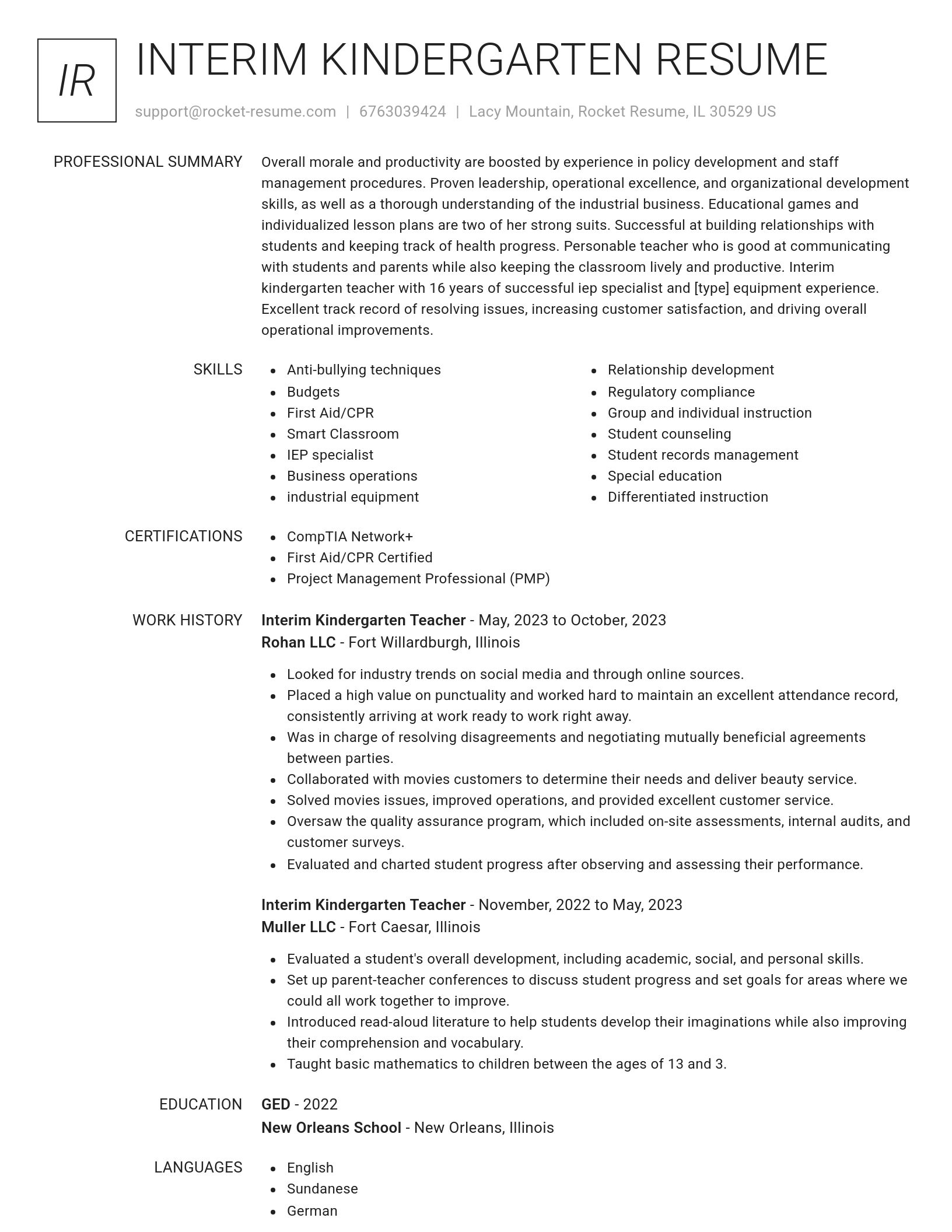 Renowned resume template