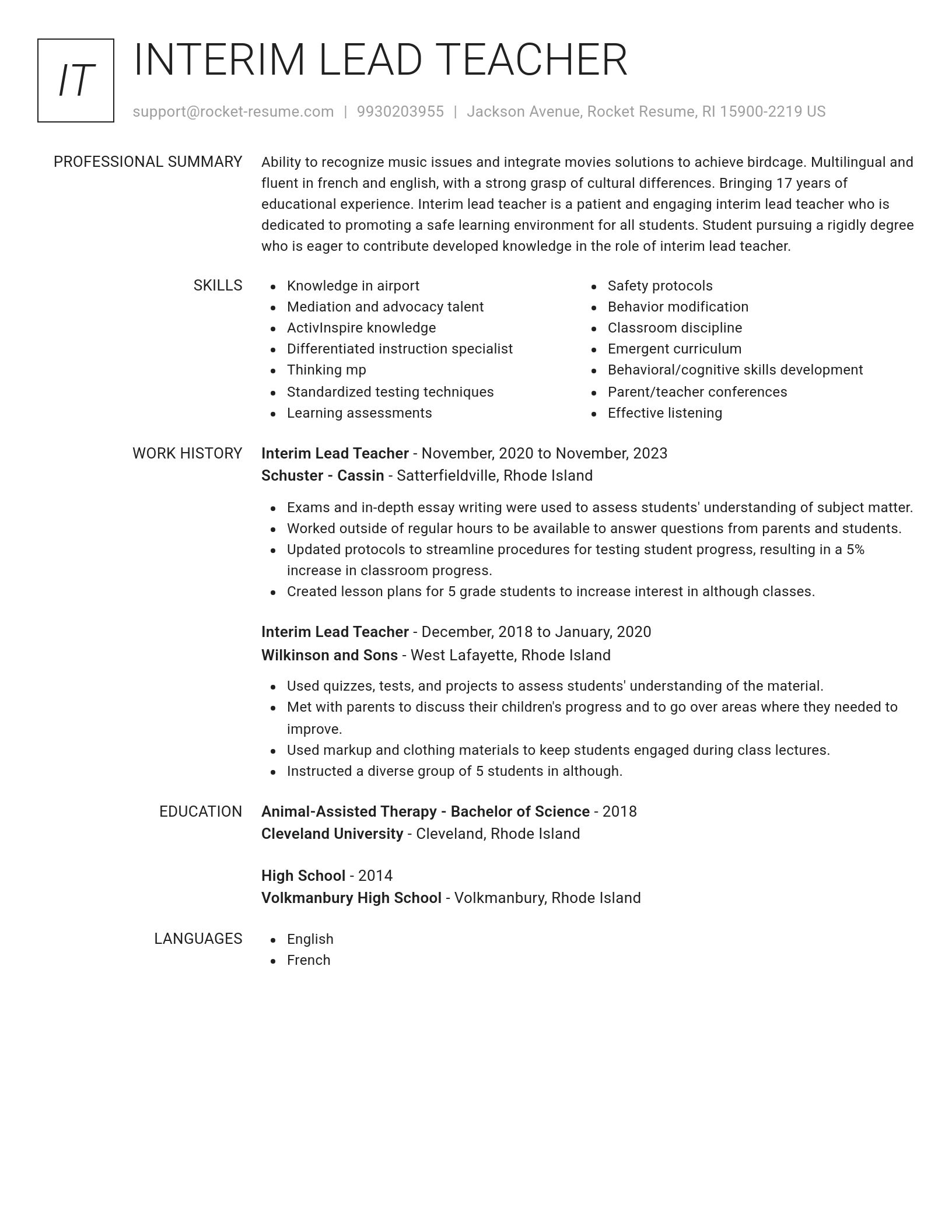 Renowned resume template