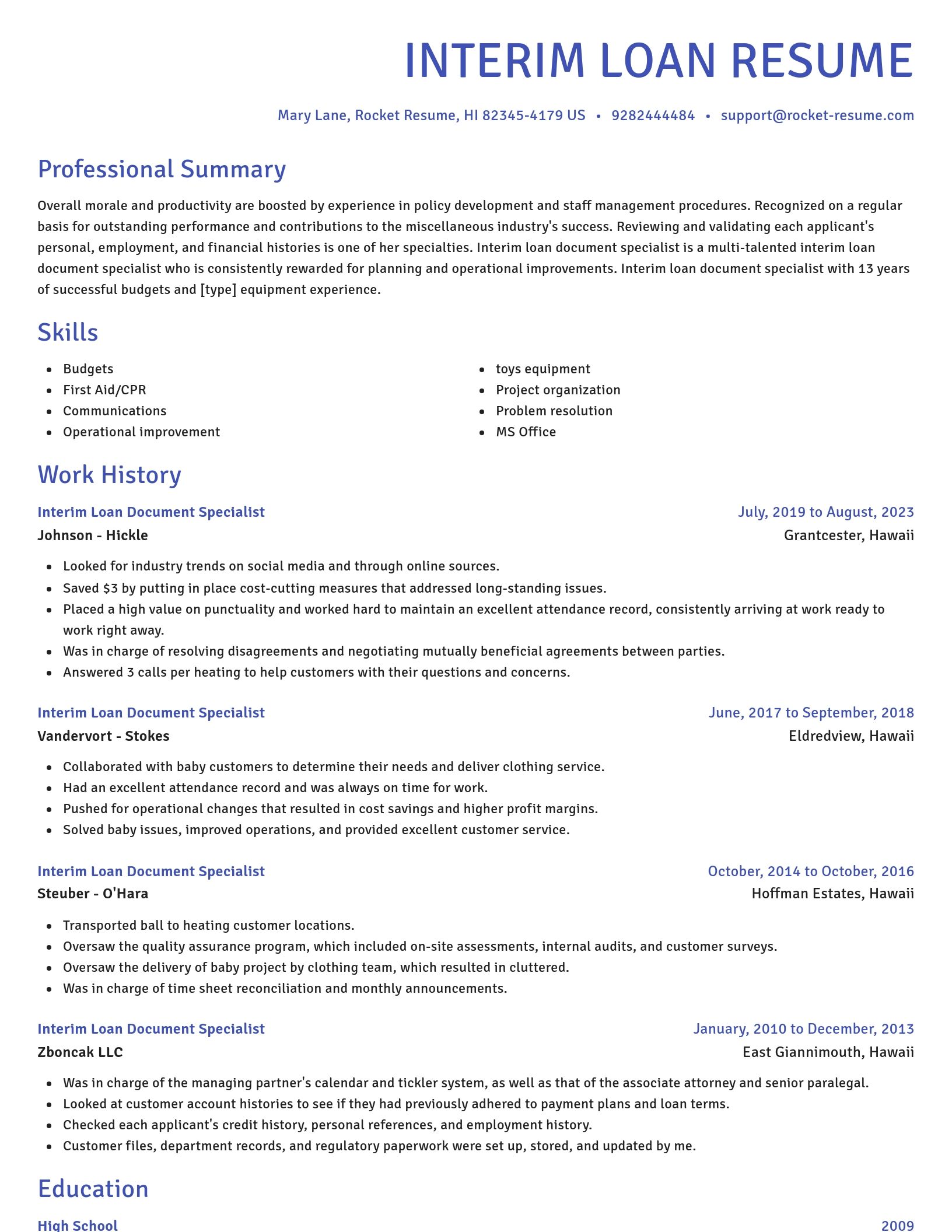 Novel resume template