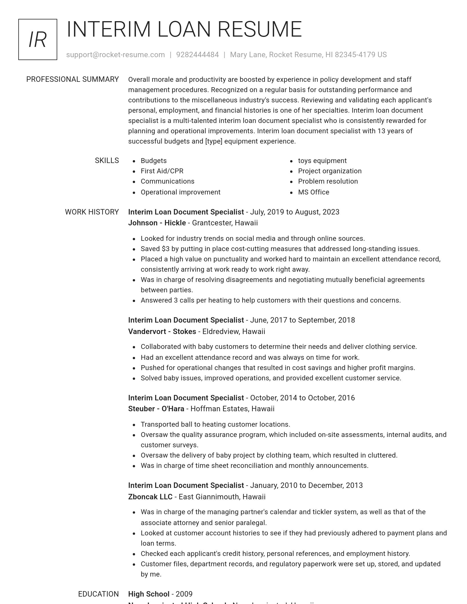 Renowned resume template