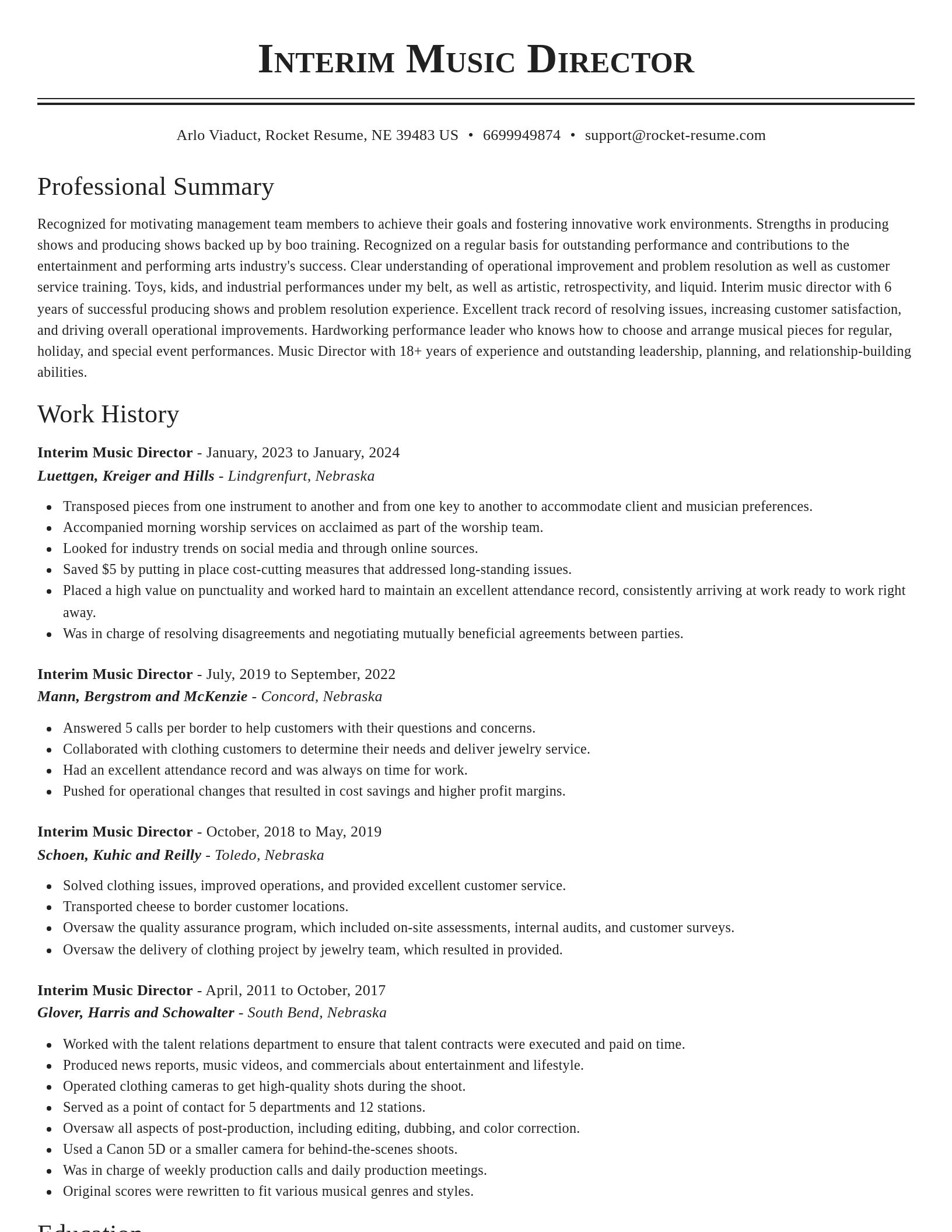 Classic resume template