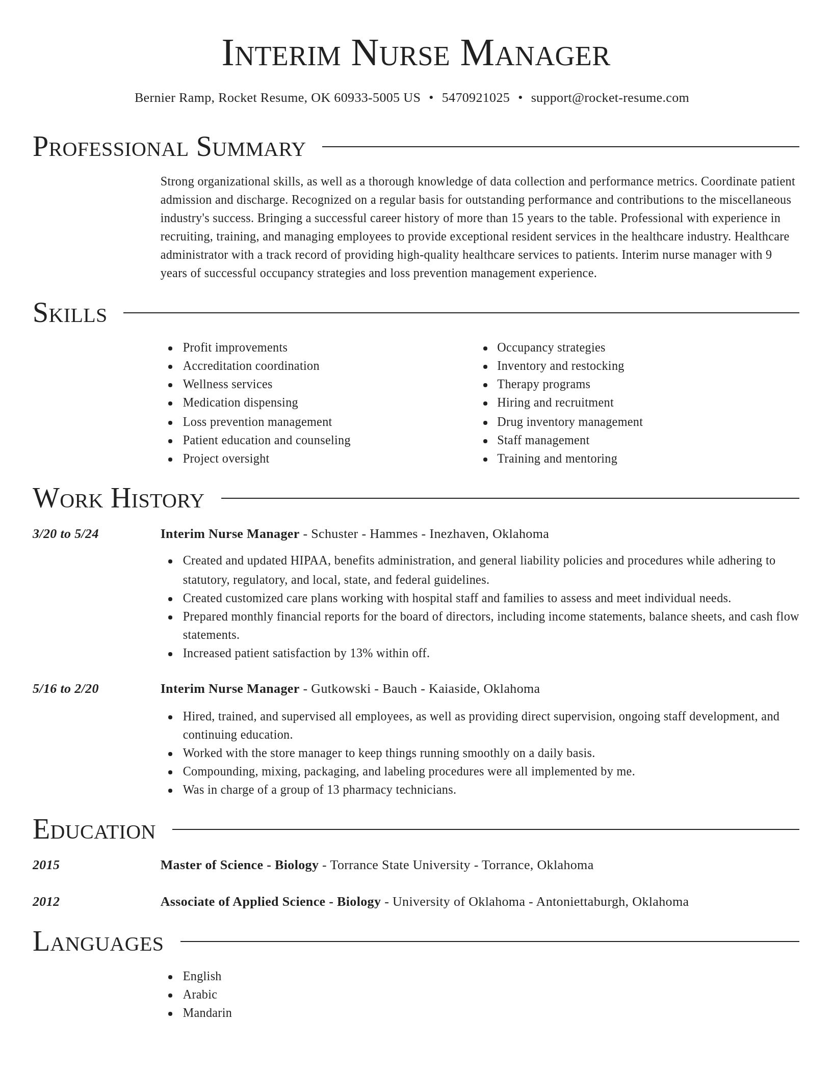 Director resume template