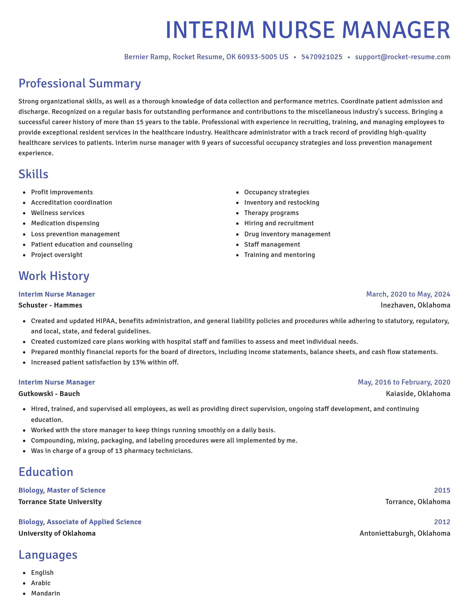 Novel resume template