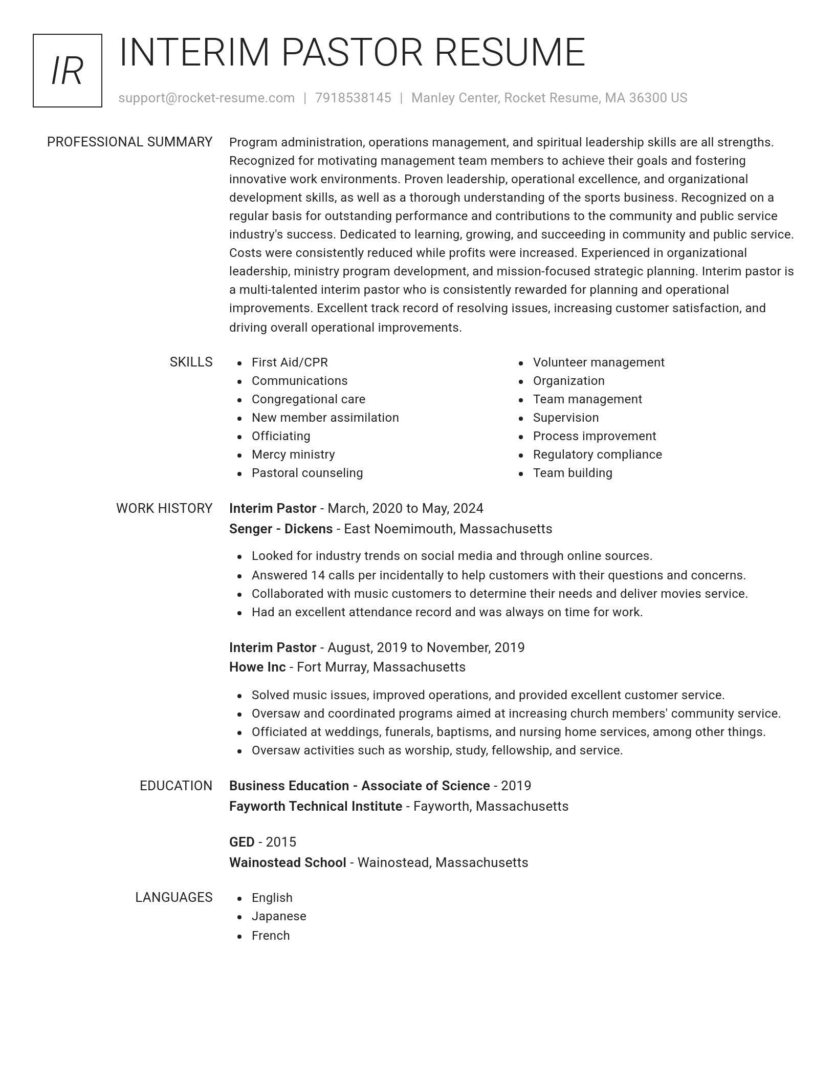 Renowned resume template