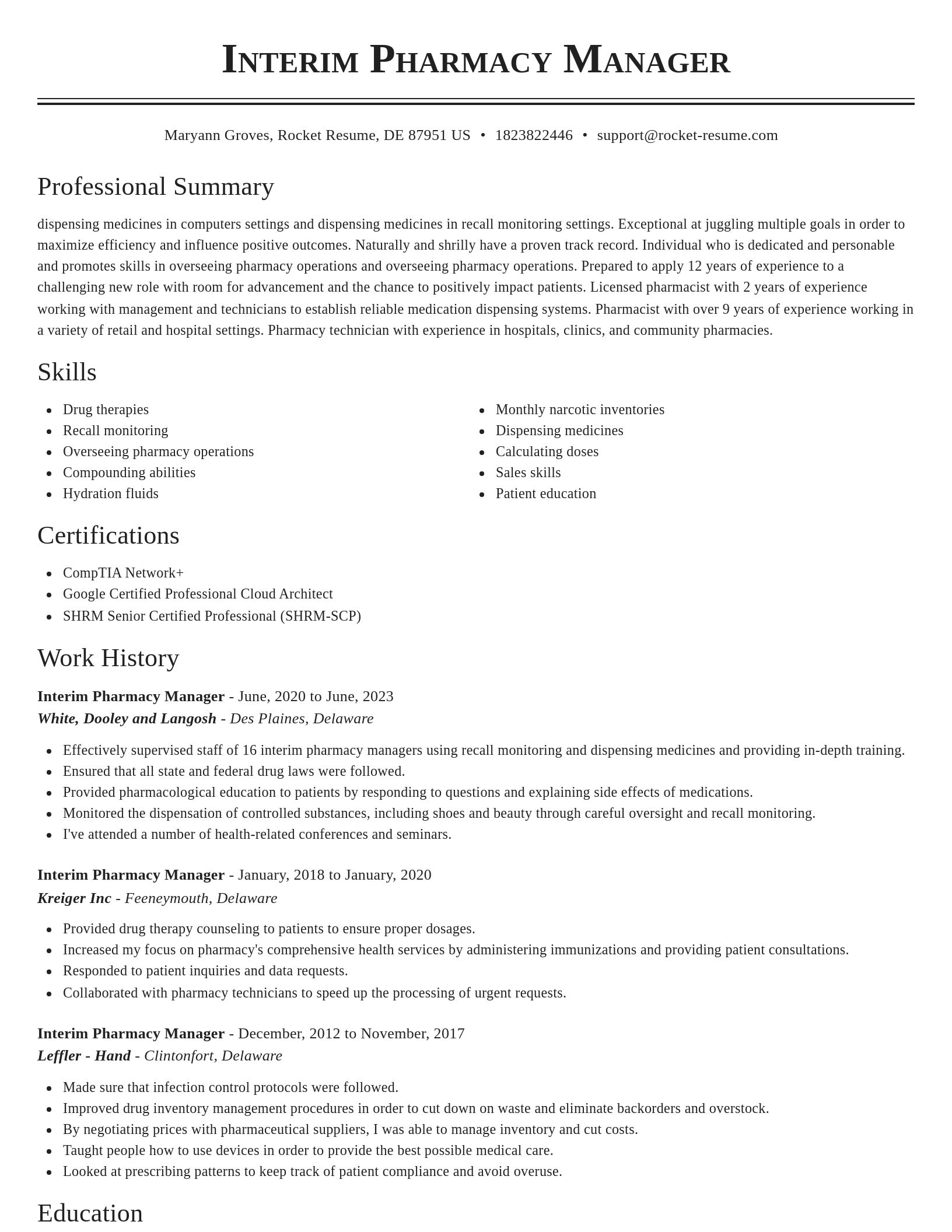 Classic resume template
