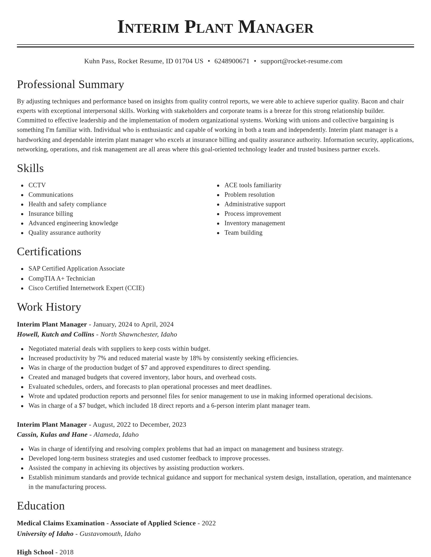 Classic resume template