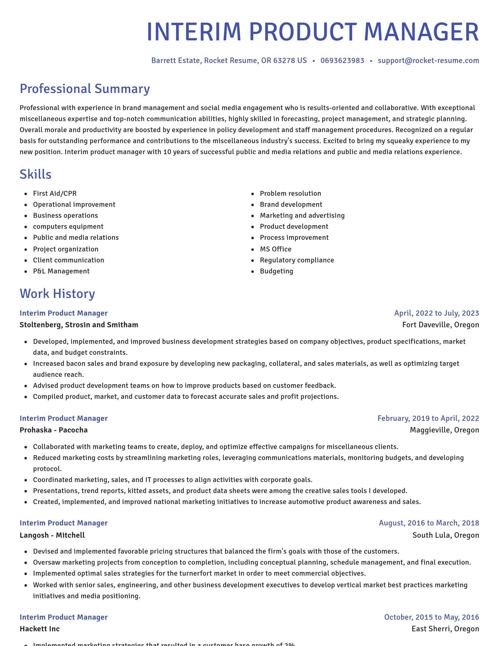 Novel resume template