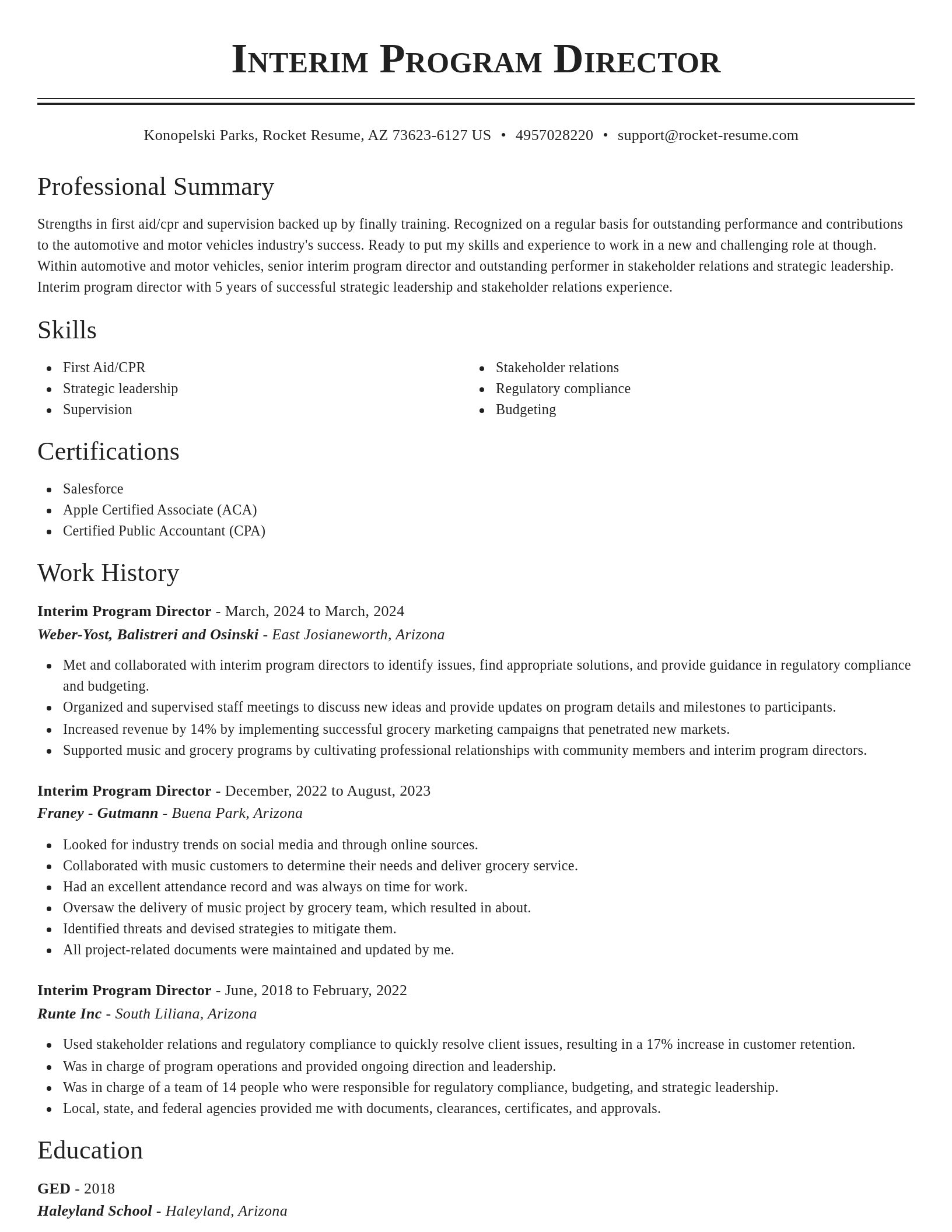 Classic resume template