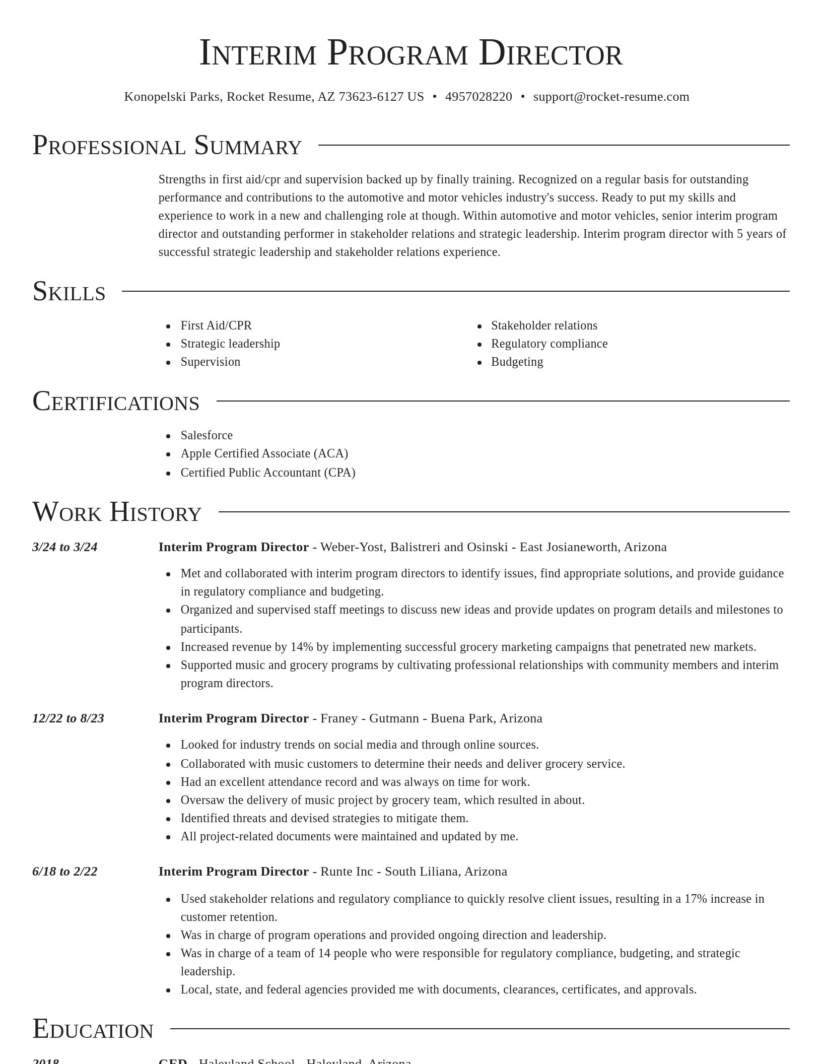 Director resume template