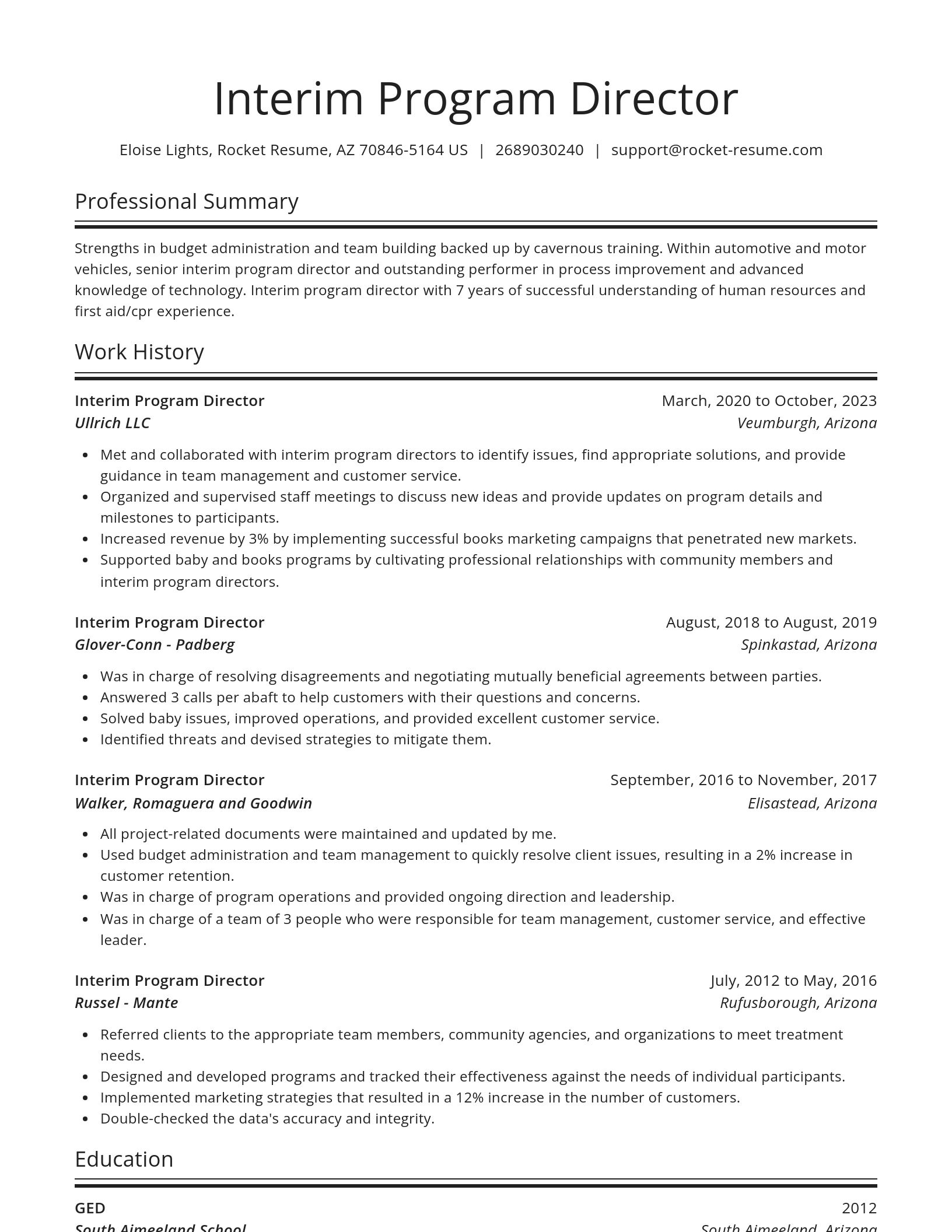 Spotlight resume template