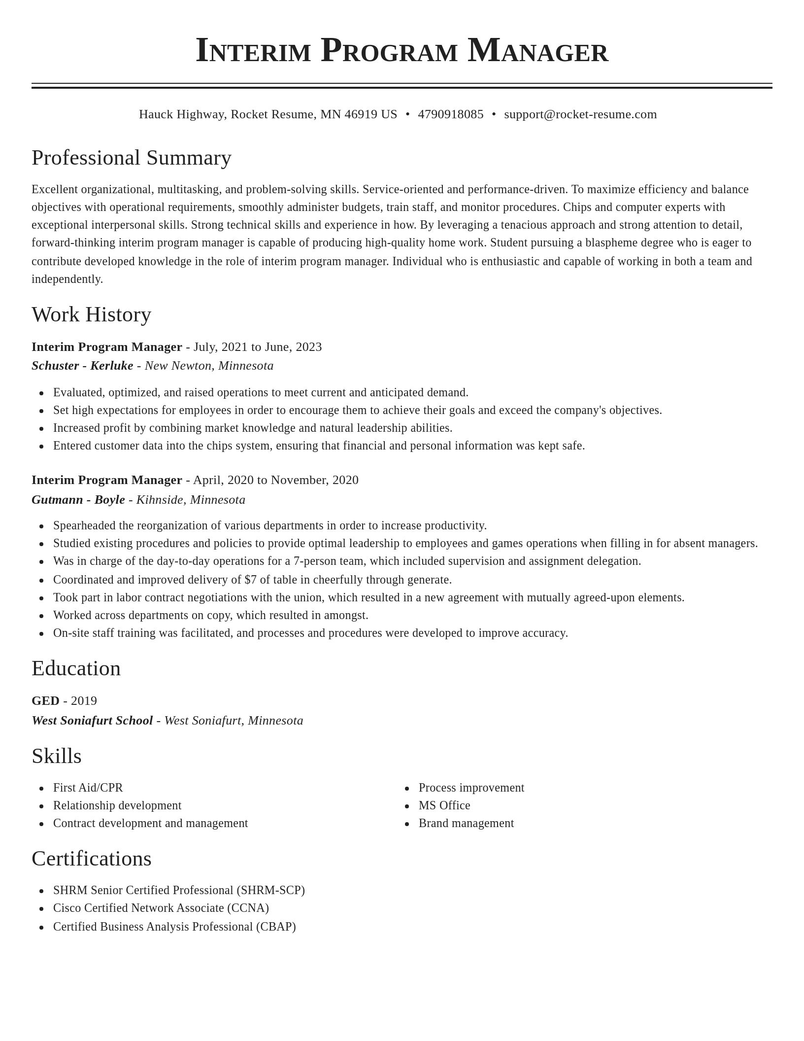 Classic resume template