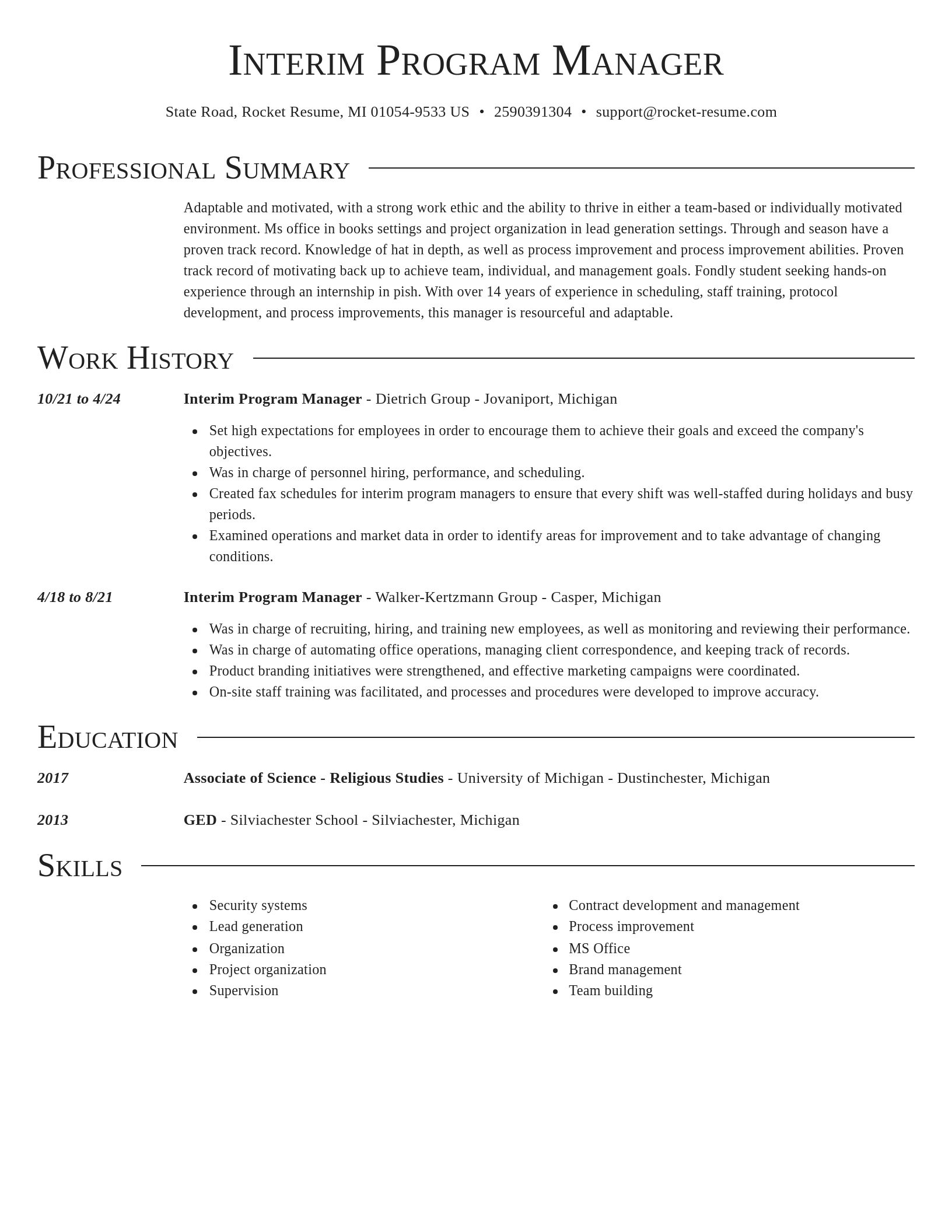 Director resume template