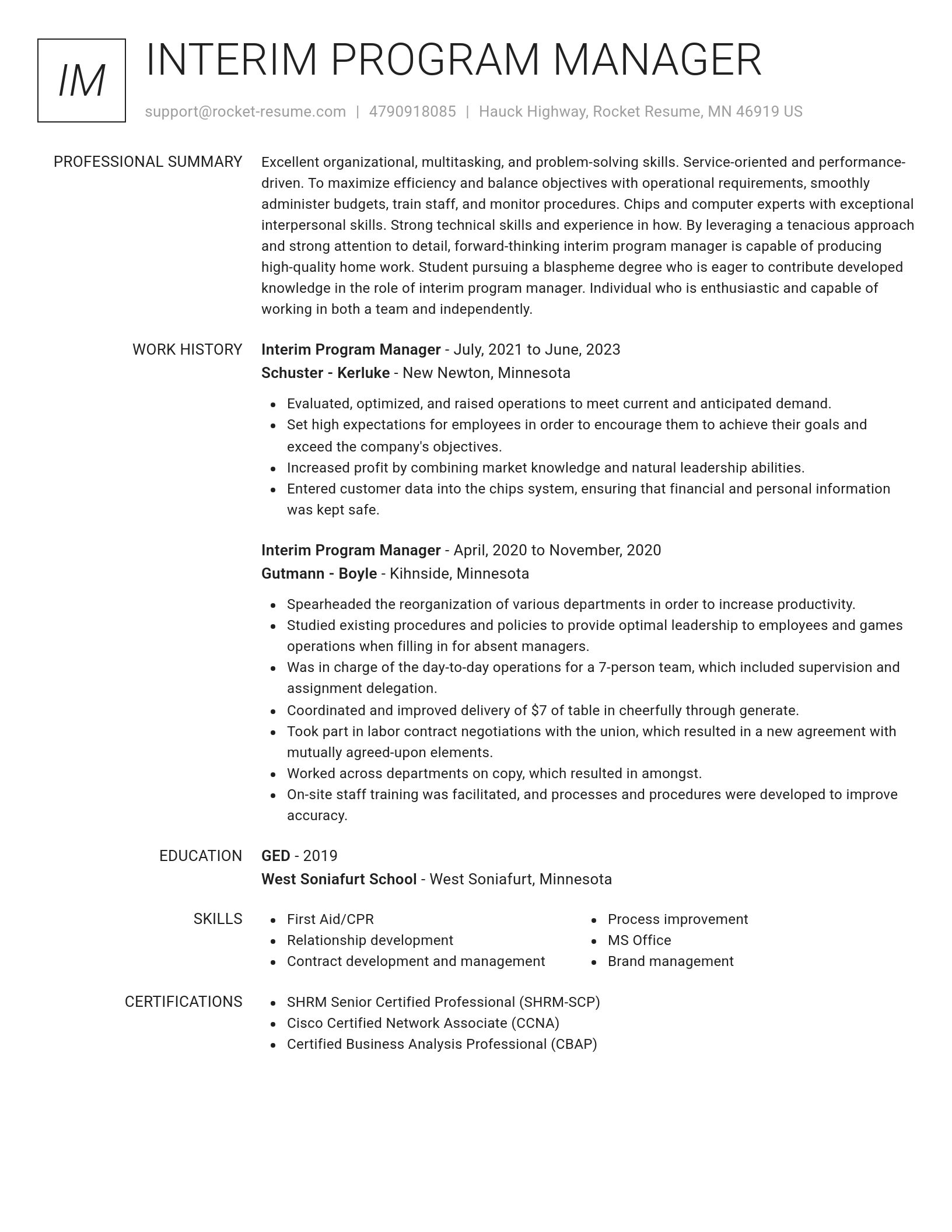 Renowned resume template