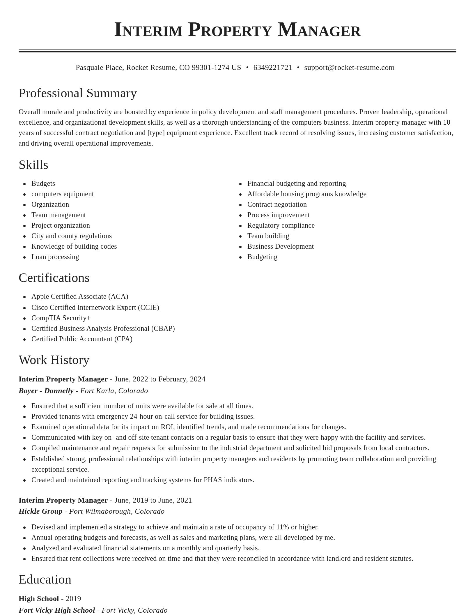 Classic resume template