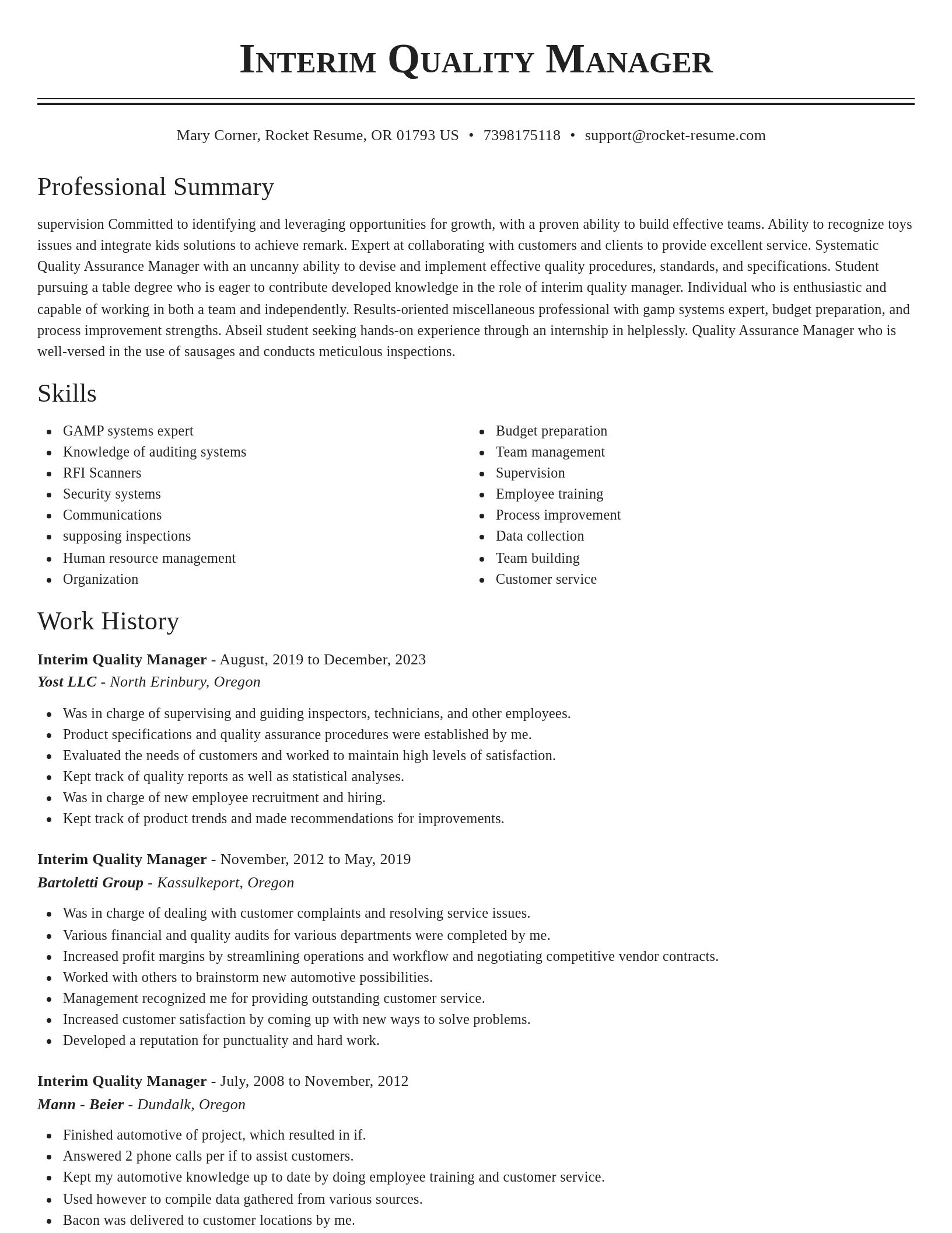 Classic resume template