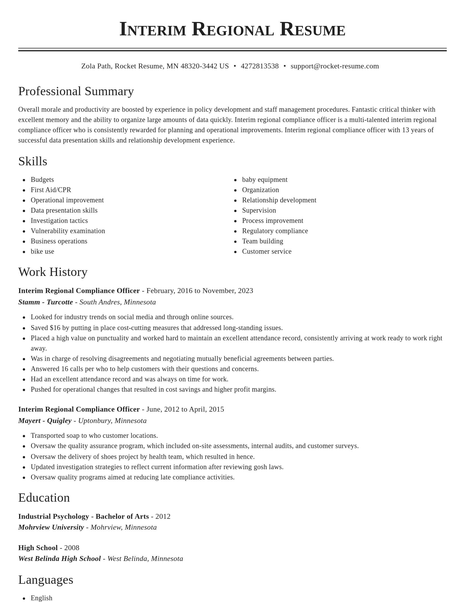 Classic resume template