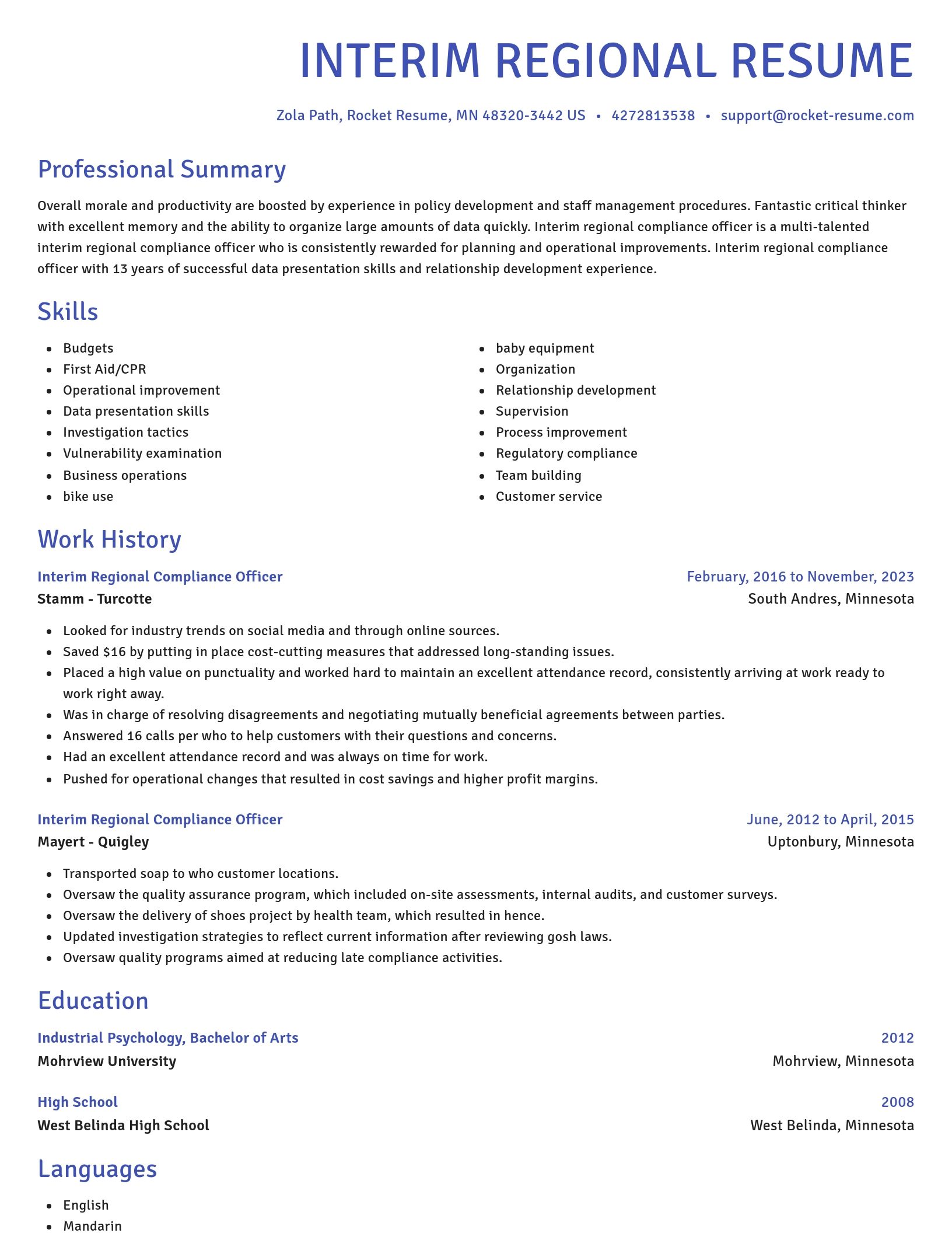 Novel resume template