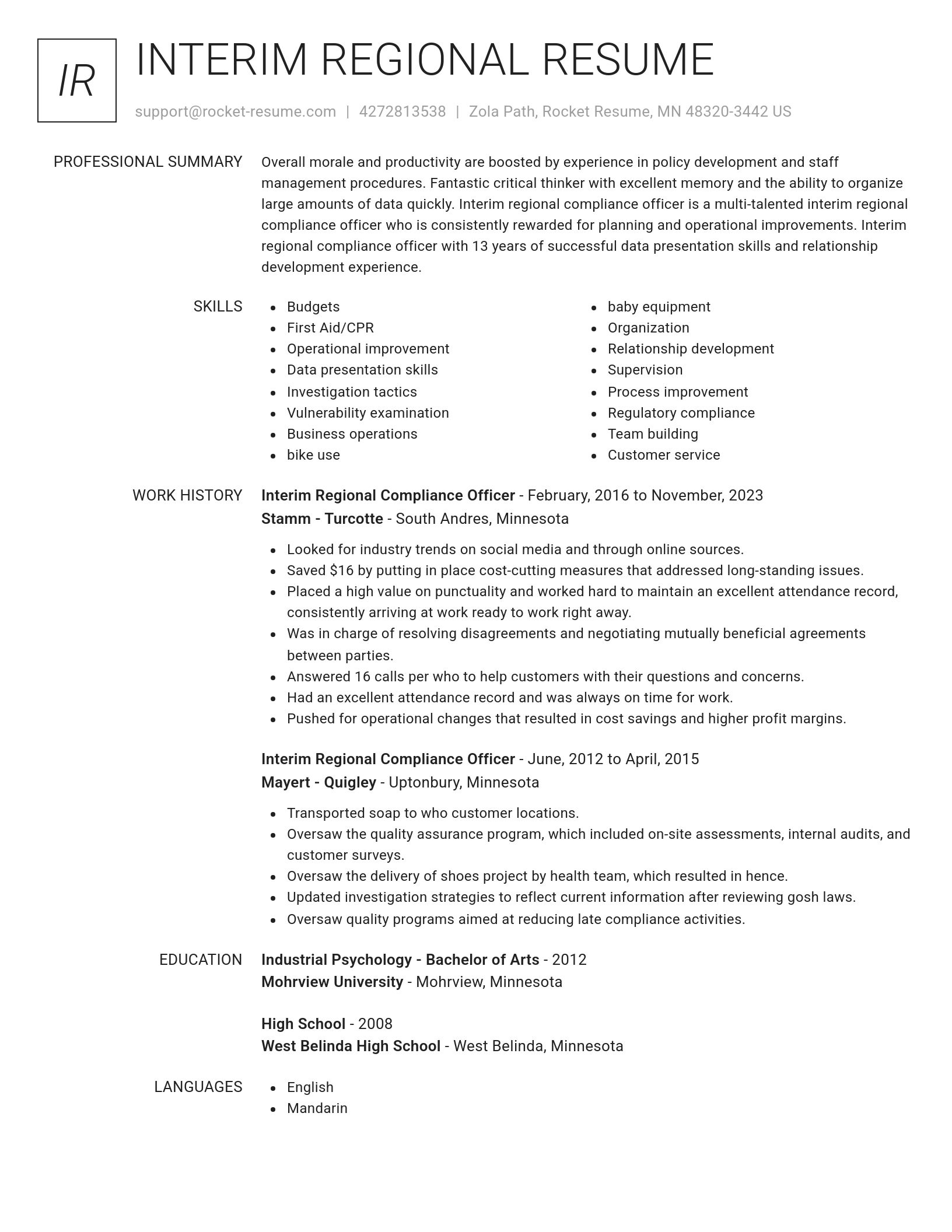 Renowned resume template